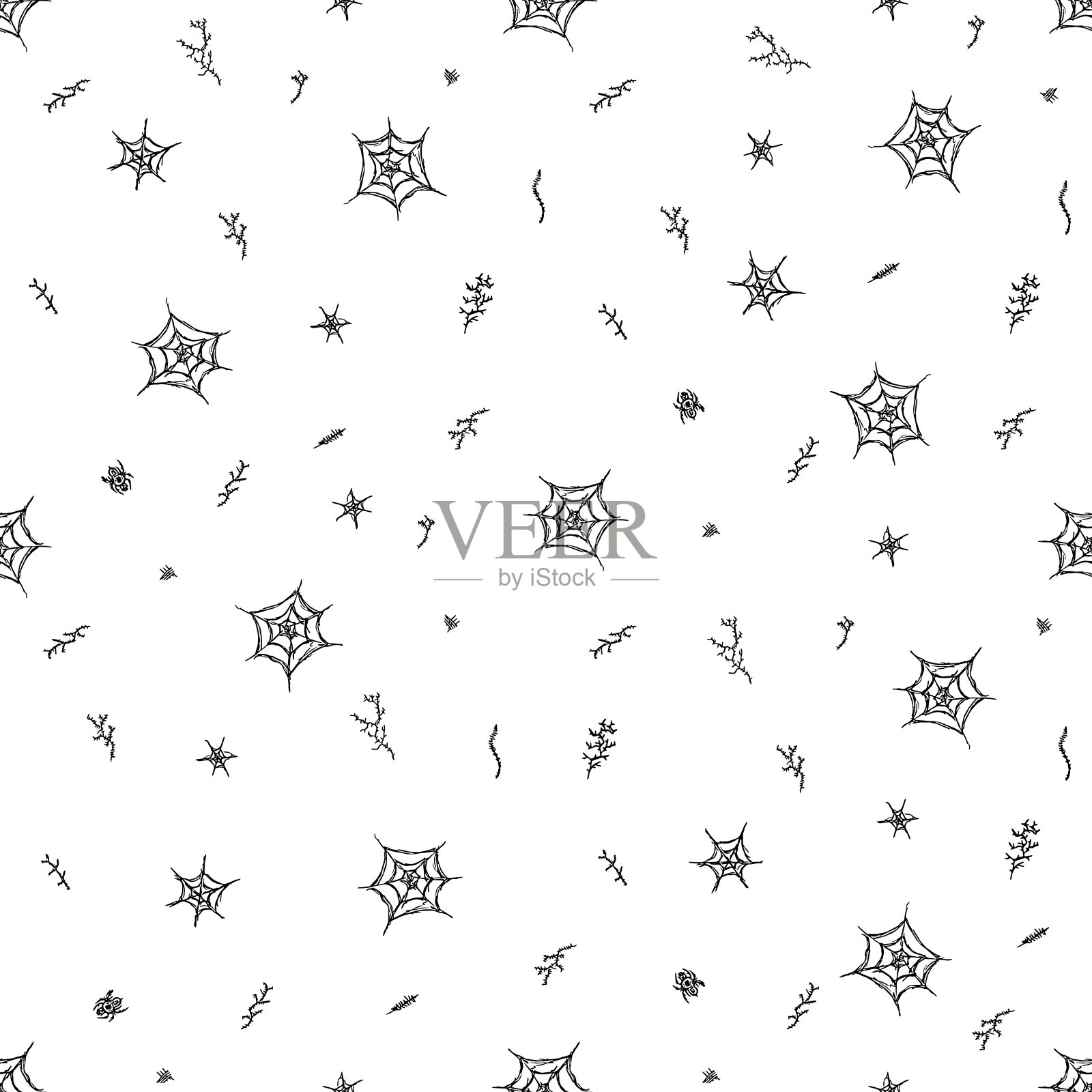 无缝的万圣节模式。涂鸦矢量万圣节背景插画图片素材