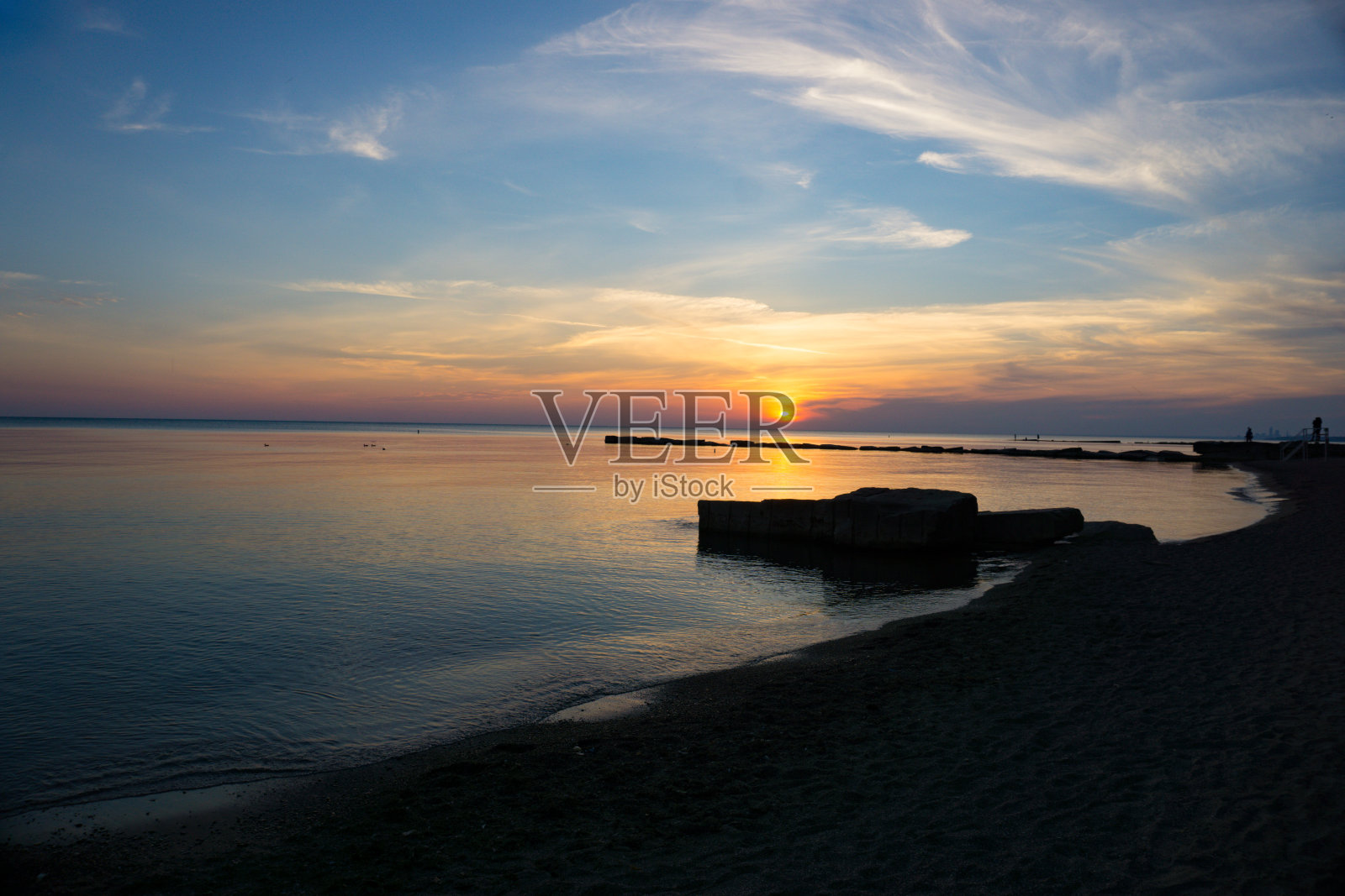 伊利湖的日落照片摄影图片