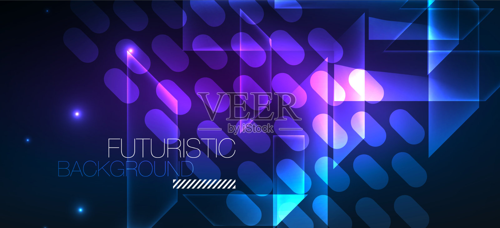 背景霓虹发光的线条和几何形状插画图片素材