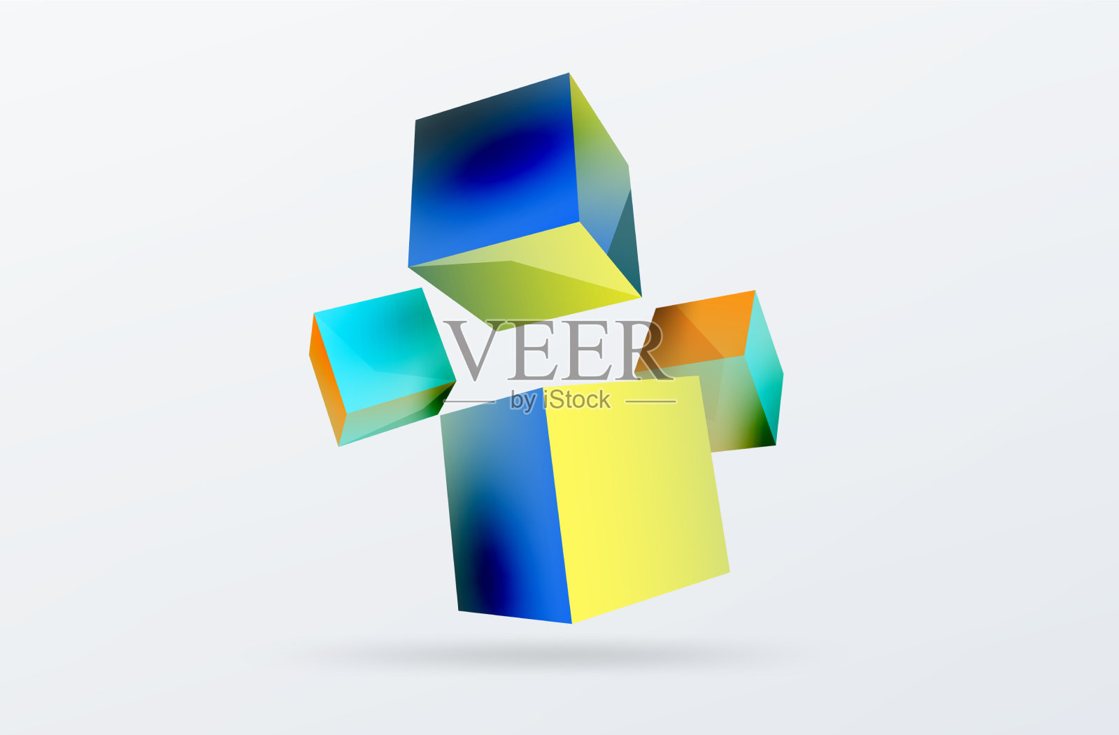 3d立方体抽象背景组成插画图片素材