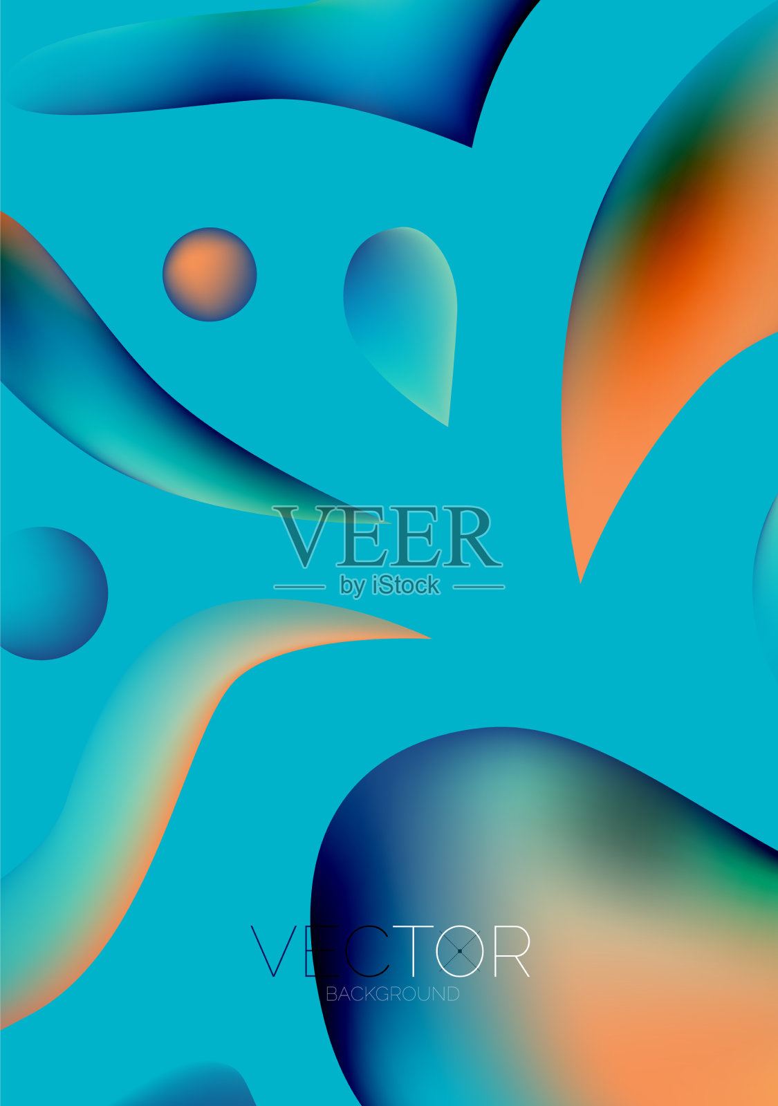 流体水滴形状组成抽象插画图片素材