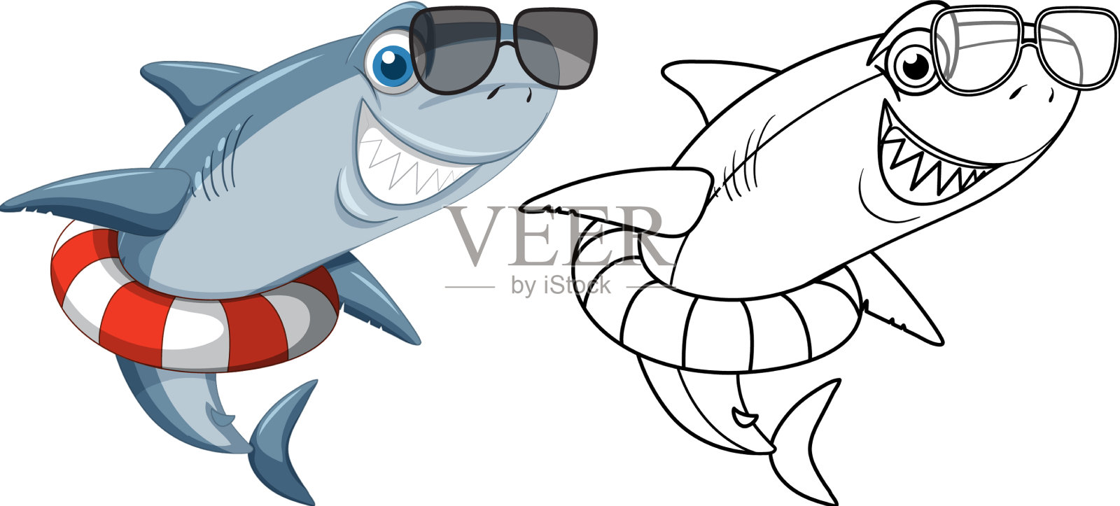 给鲨鱼画个动物形象设计元素图片