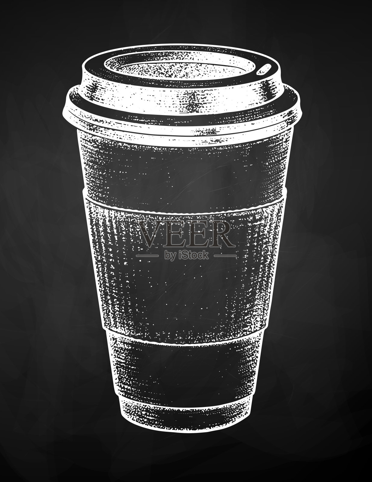 咖啡纸杯的粉笔插图插画图片素材