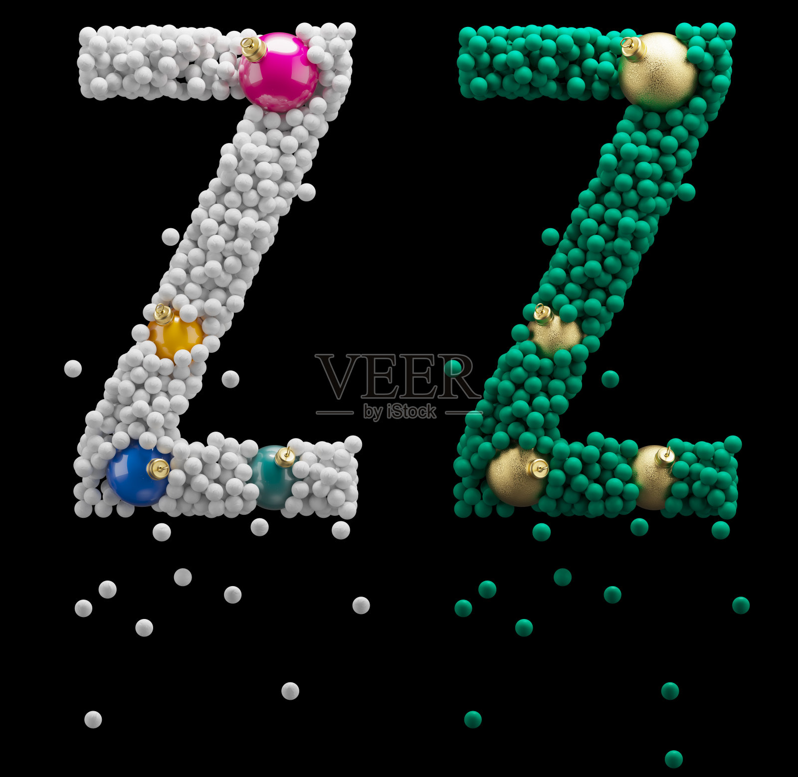 圣诞玩具字体。雪球,泡沫。字母Z照片摄影图片