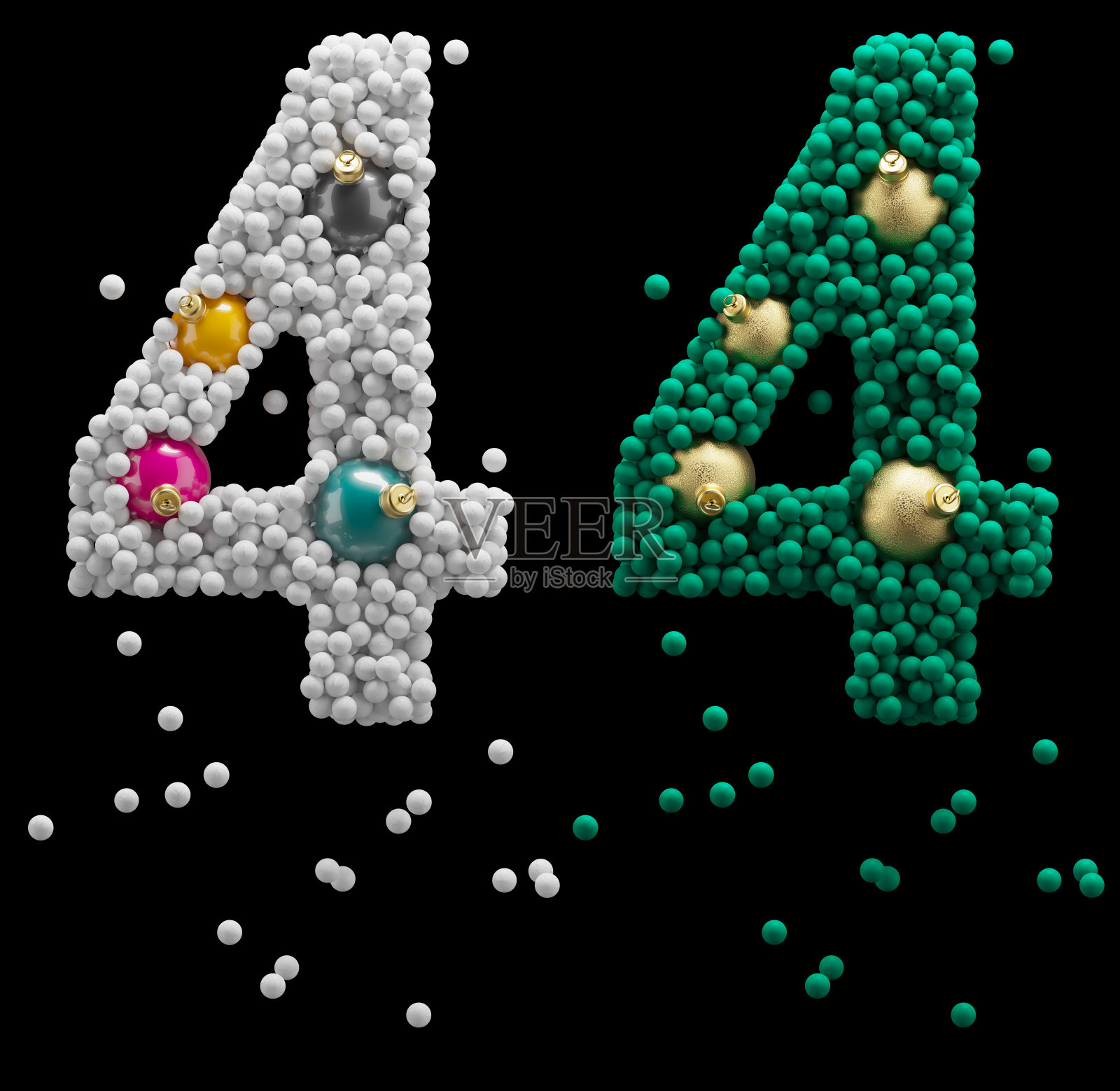 圣诞玩具字体。雪球,泡沫。4号照片摄影图片