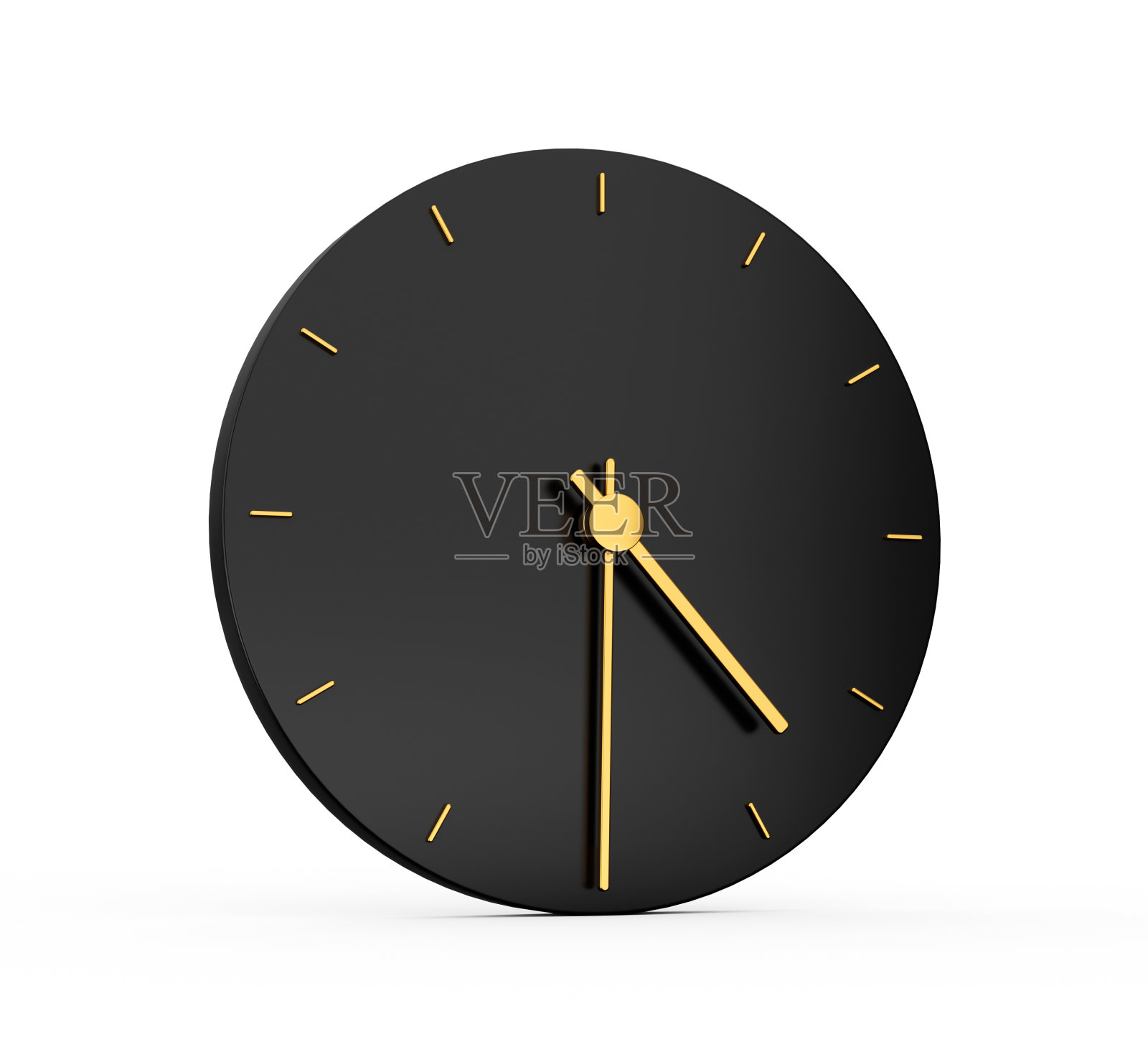 高级黄金时钟图标隔离四点半黑色图标4:30或16:30时间图标四点半3d插图照片摄影图片