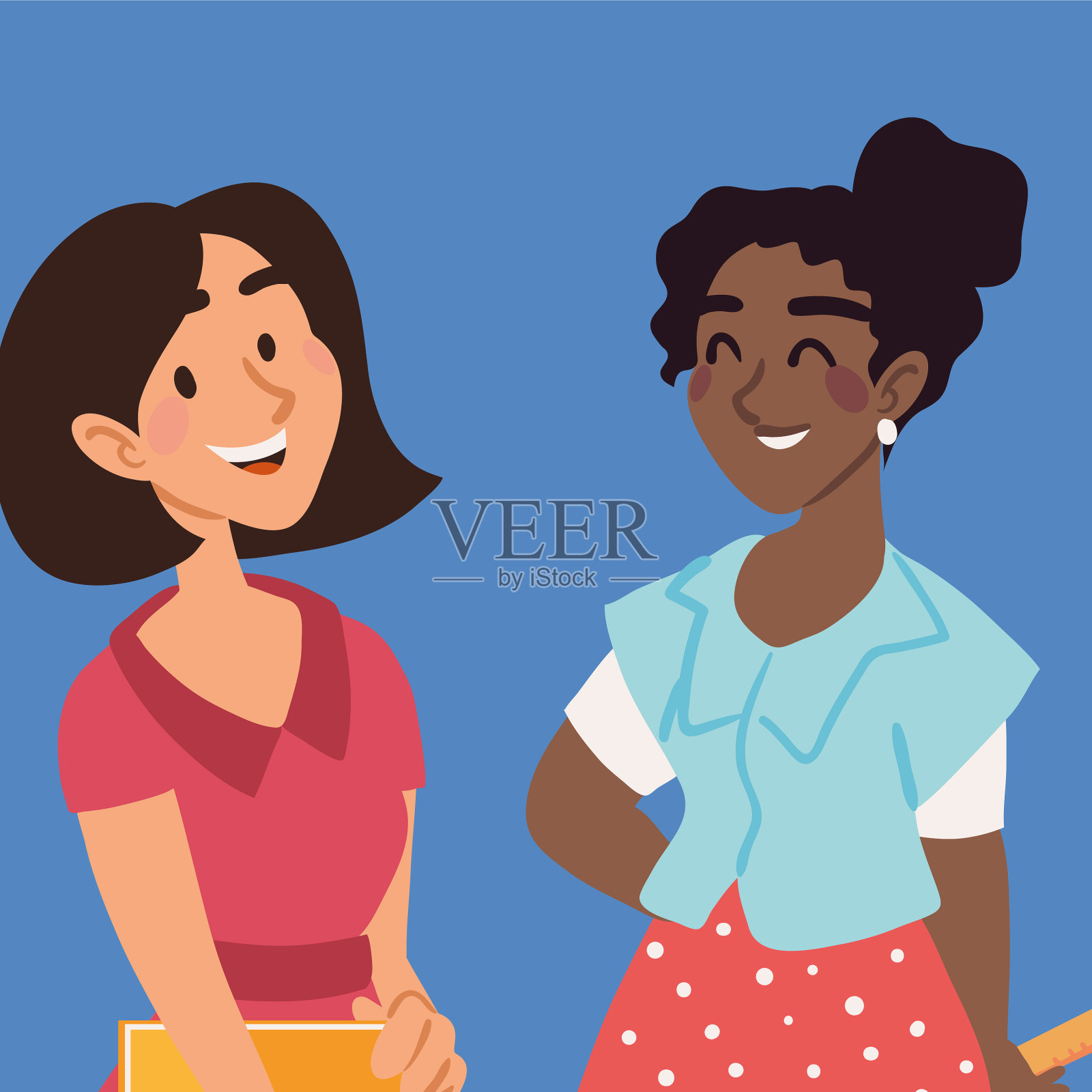 两位老师的女性插画图片素材