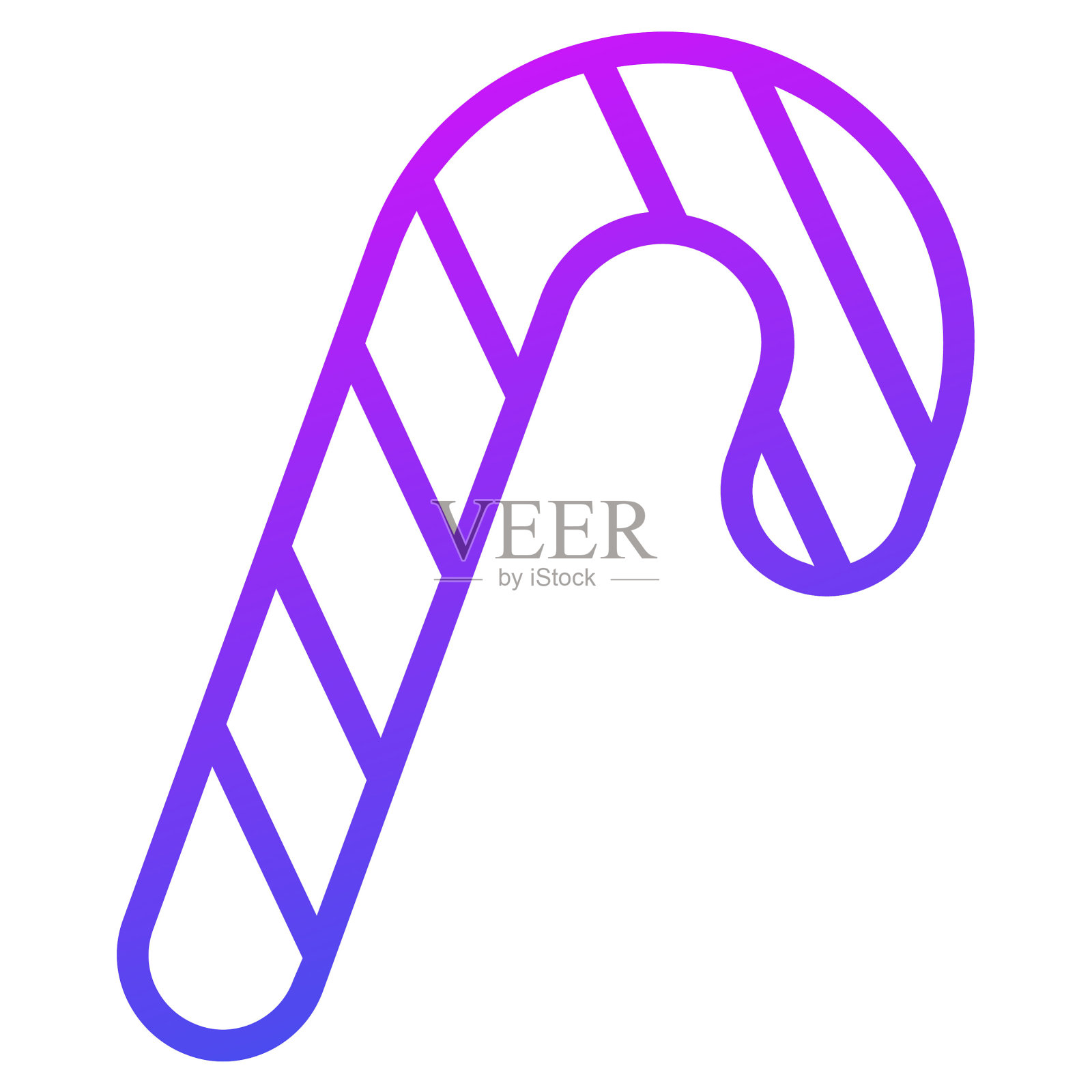 糖果手杖，矢量蓝色轮廓图标。插画图片素材