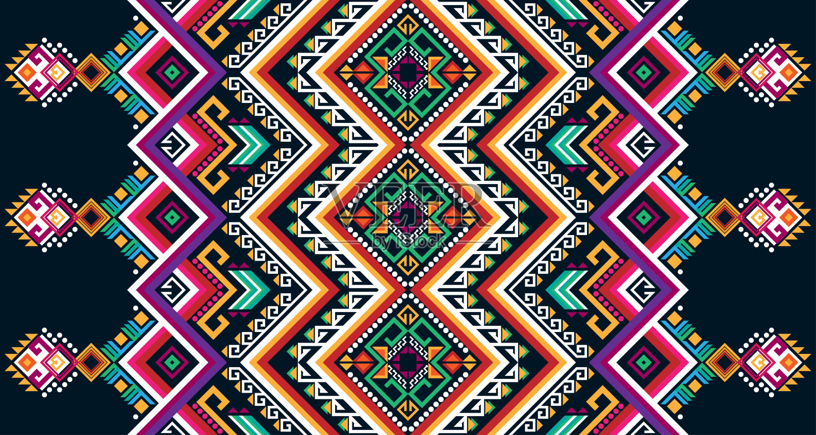 抽象几何垂直无缝图案设计本土黑色背景EP.24插画图片素材