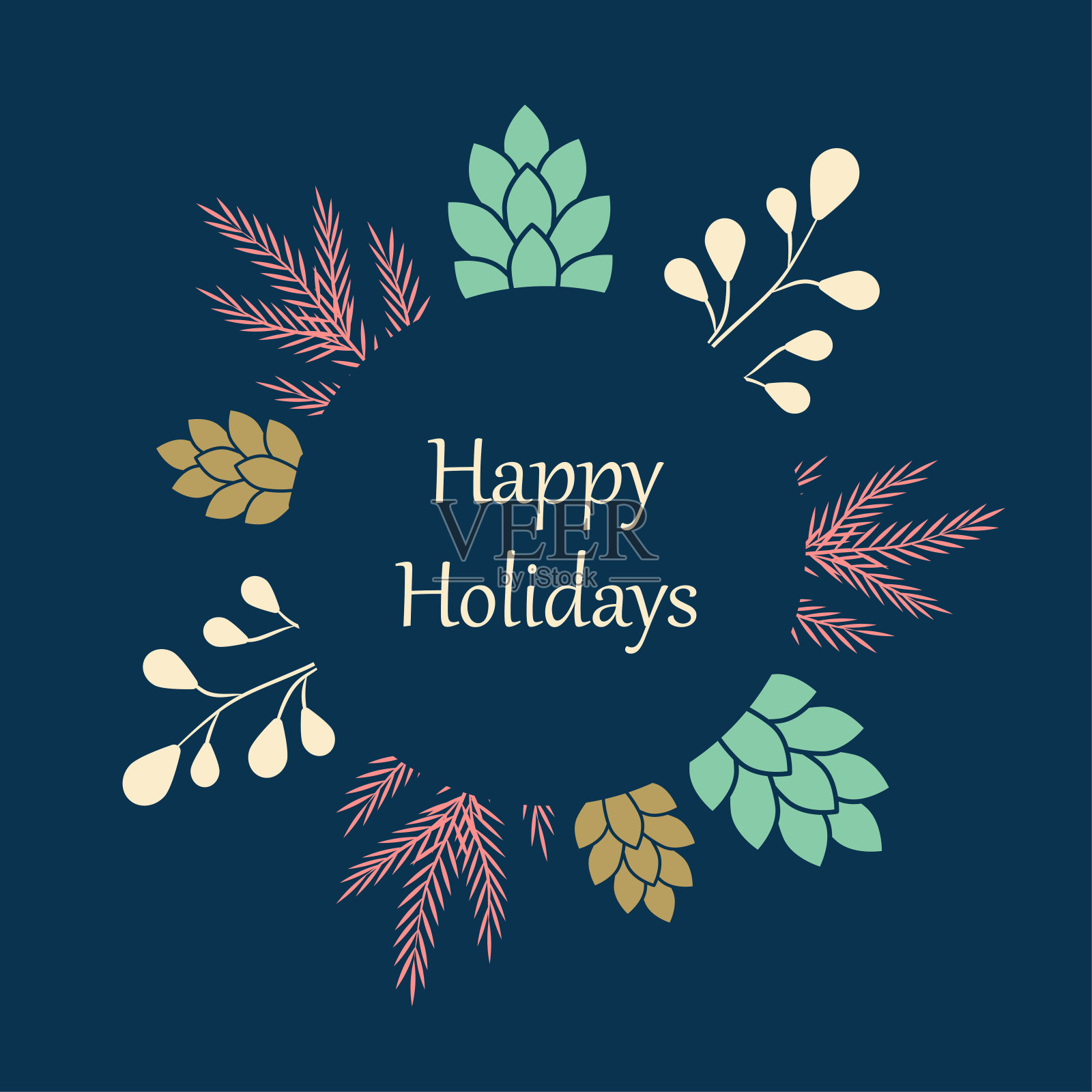 用小树枝做的冬天的圆框架插画图片素材