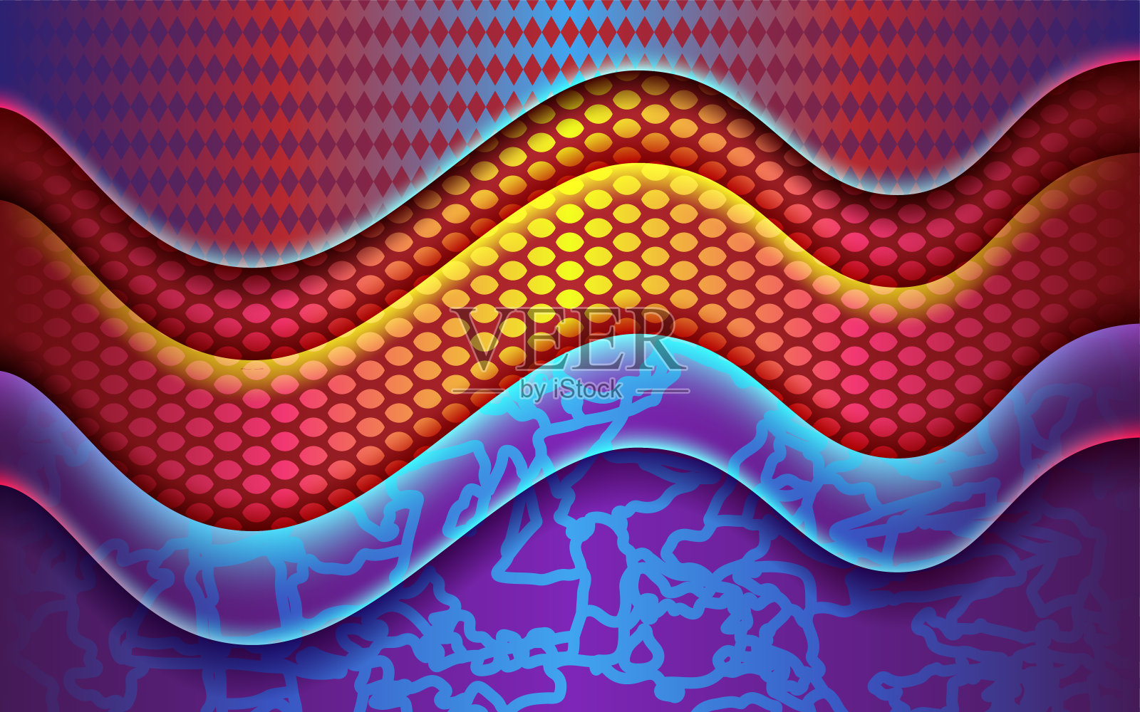 抽象重叠线几何背景与凉爽的渐变背景图形模板小册子，横幅，墙纸，移动屏幕插画图片素材