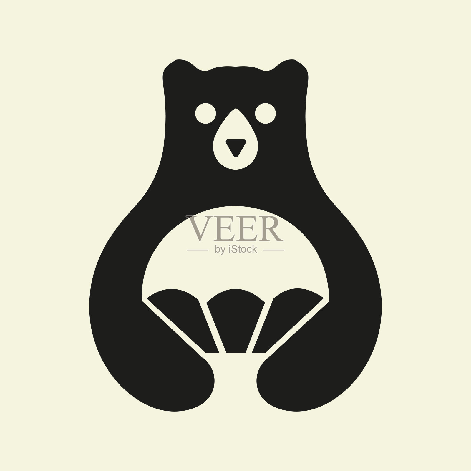 初始熊降落伞标志负空间矢量模板。熊抱降落伞符号插画图片素材