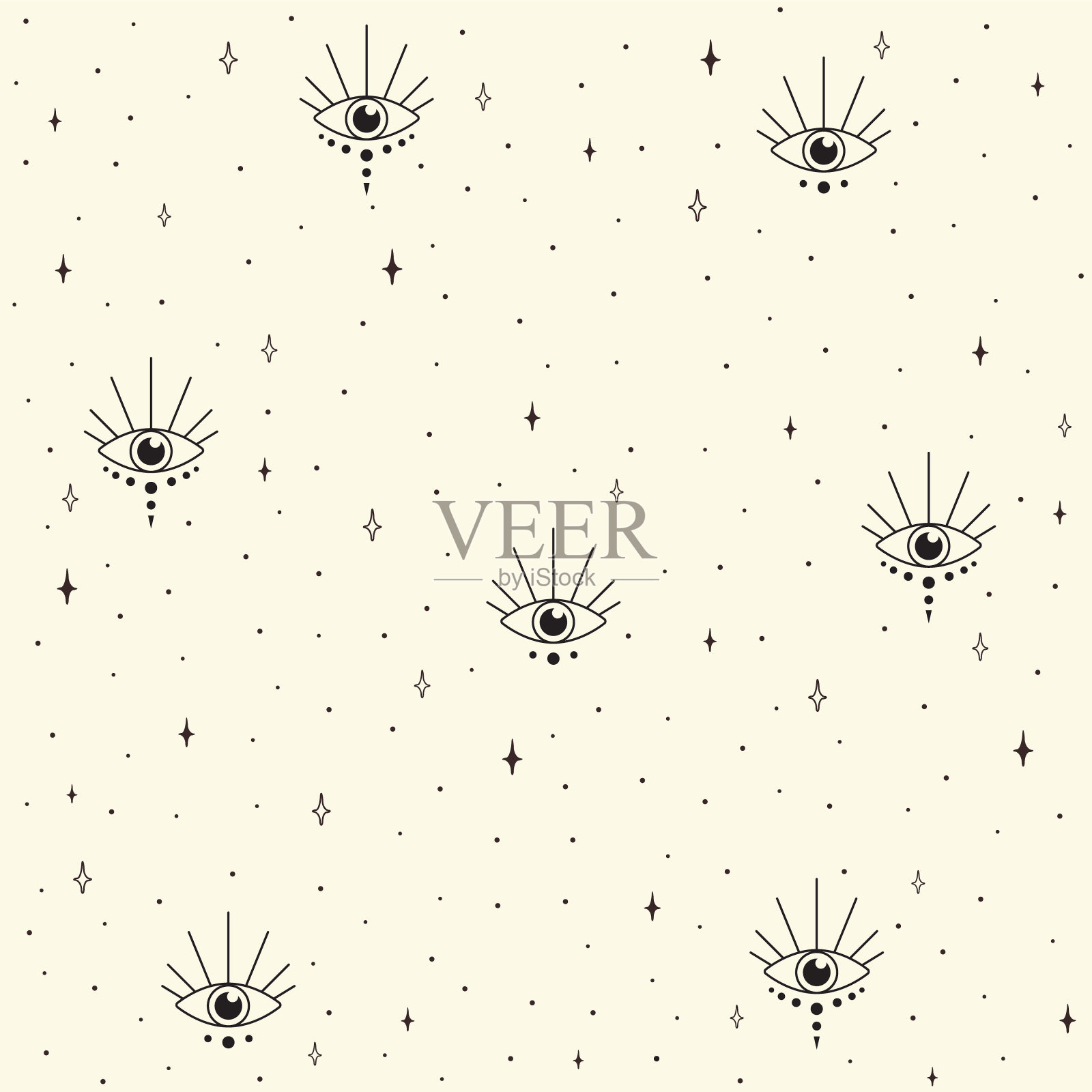 无缝模式与占星术，深奥和空间概念插画图片素材