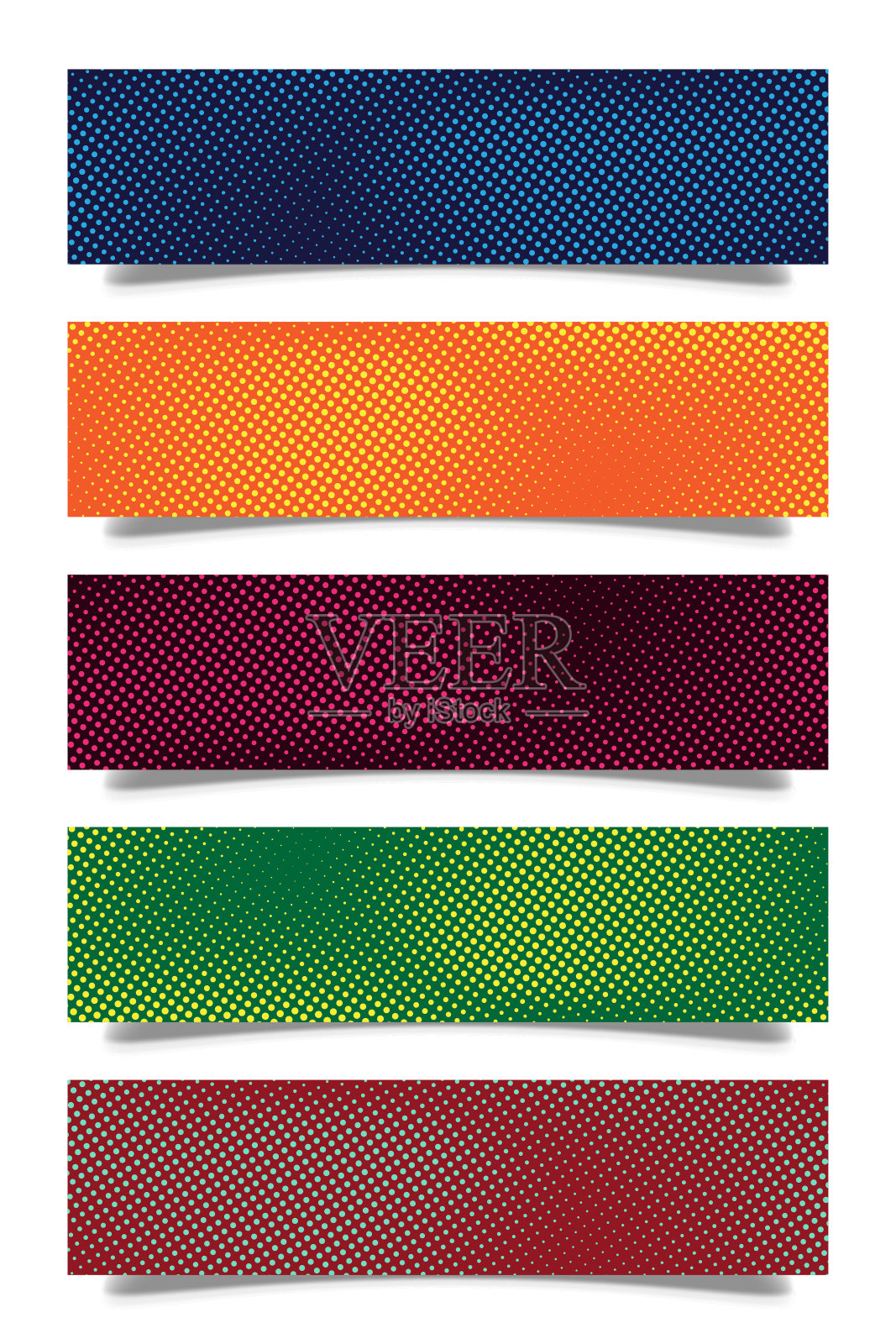 彩色抽象半色调纹理横幅模板集集合设计矢量插画图片素材
