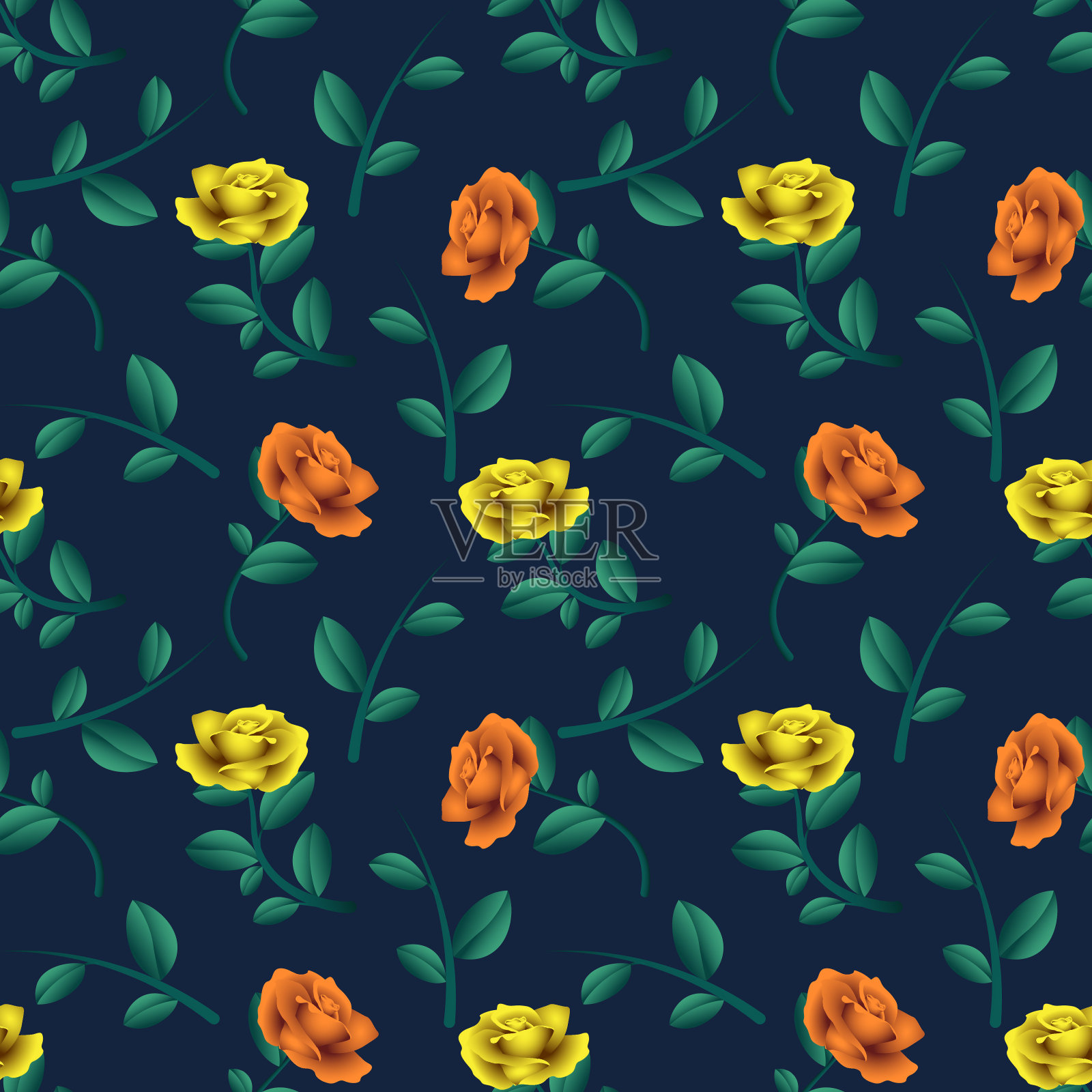 玫瑰花无缝图案设计矢量图形插画图片素材