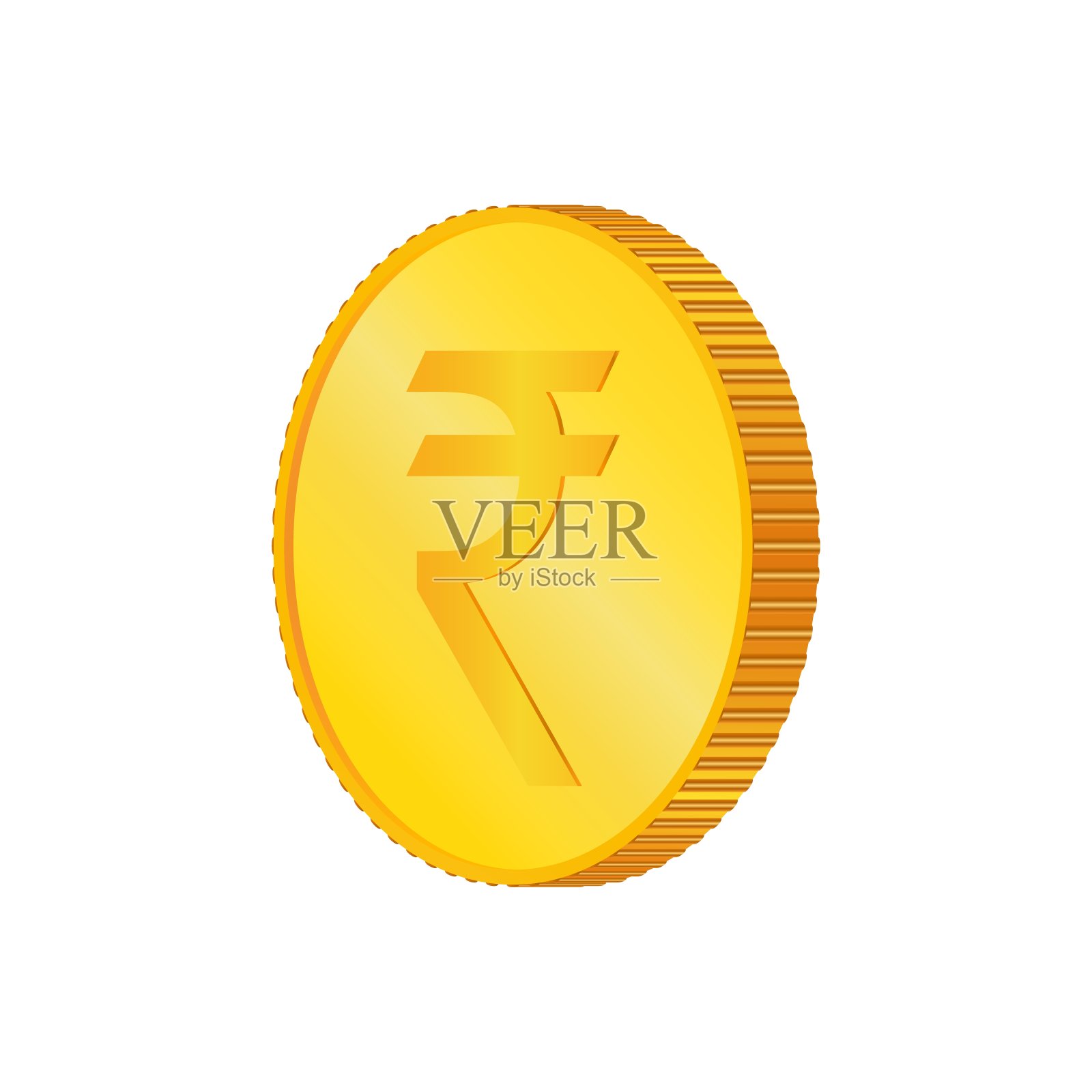 卢比，3D等距物理硬币。插画图片素材