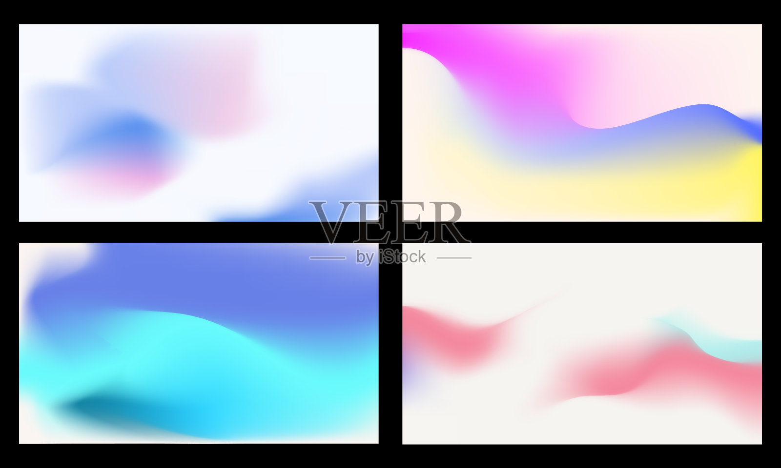 一套抽象的潮流在混合渐变颜色的背景。平滑极简主义色彩的海报模板，封面，演示，网页和创意印刷纹理。插画图片素材