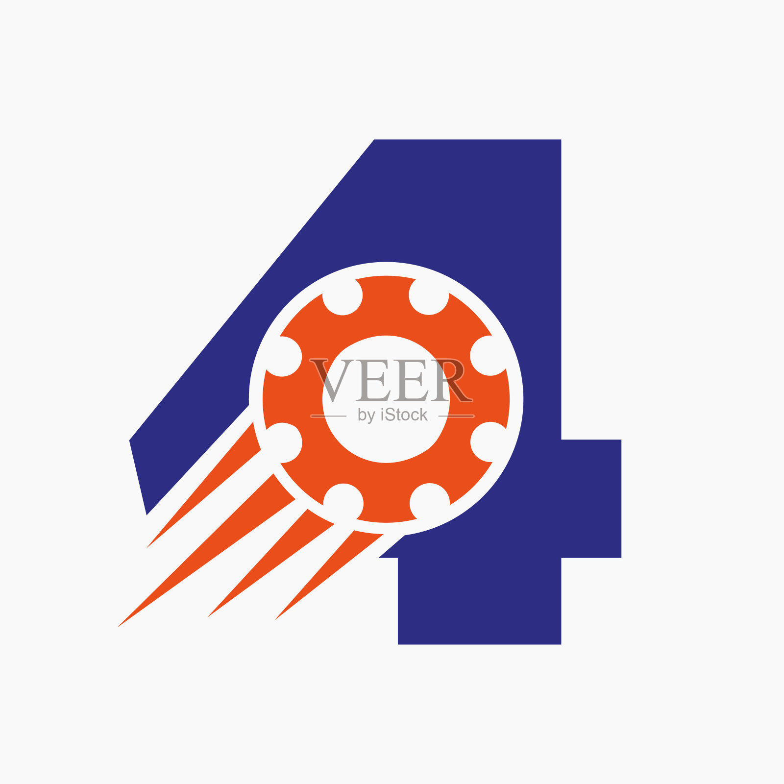 字母齿轮4齿轮标志。汽车工业图标，齿轮标志，汽车修理符号插画图片素材