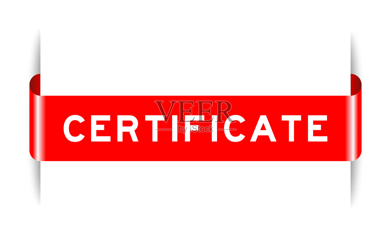 红色插入标签横幅与字证书在白色背景插画图片素材