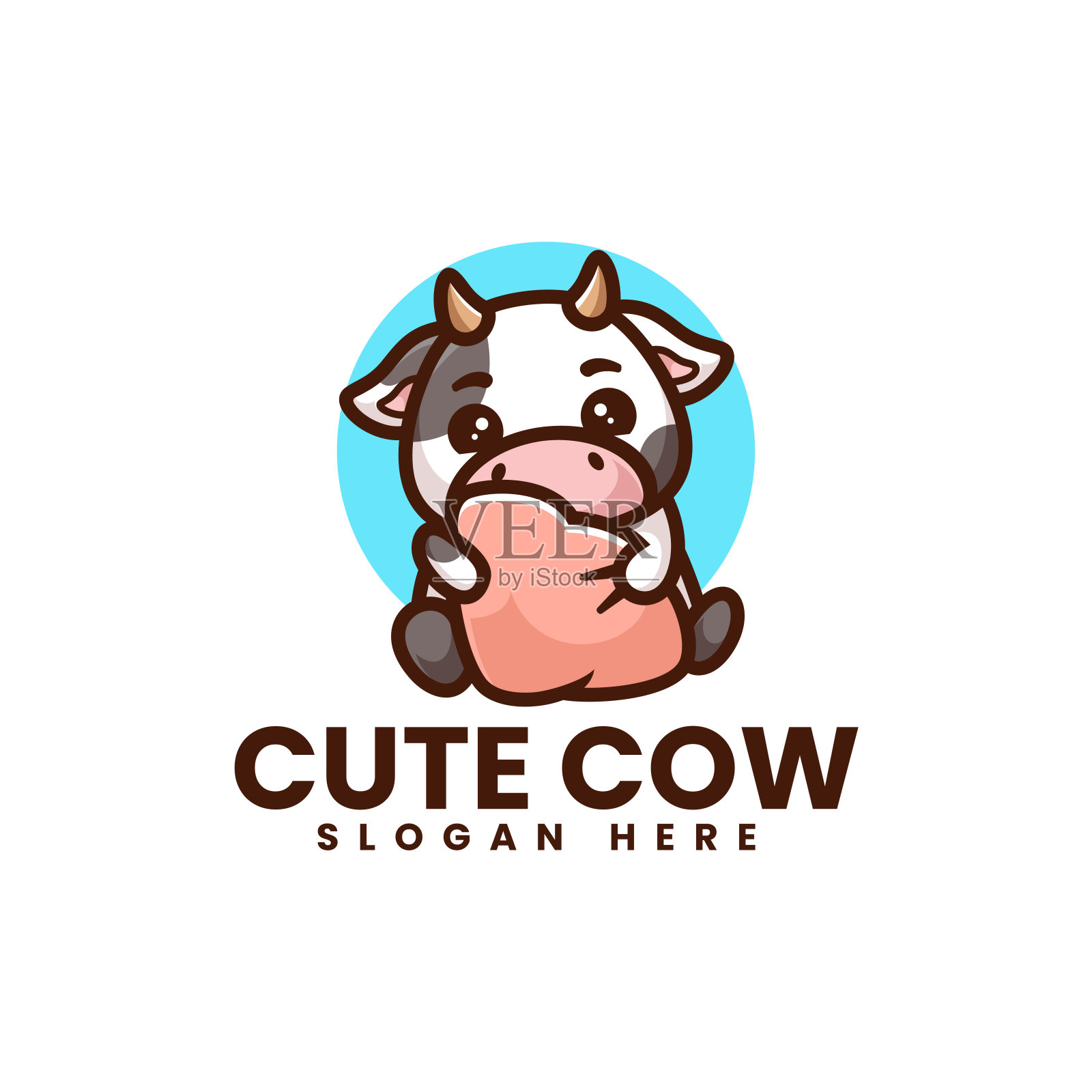 矢量插图可爱的牛吉祥物卡通风格。插画图片素材