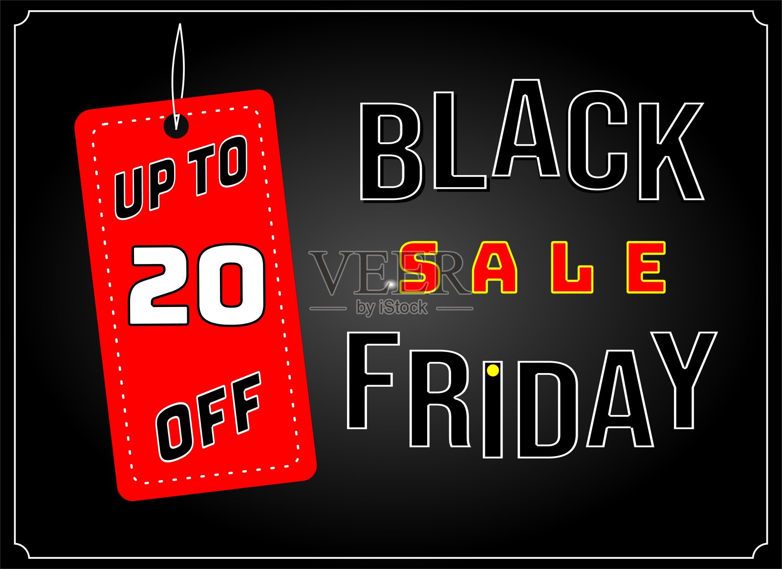 黑色星期五销售标签。八折优惠。EPS 20，易编辑。黑色星期五的设计，销售，折扣，广告，营销价格。所有类型的产品。“黑色星期五”的横幅。矢量插图。设计元素图片