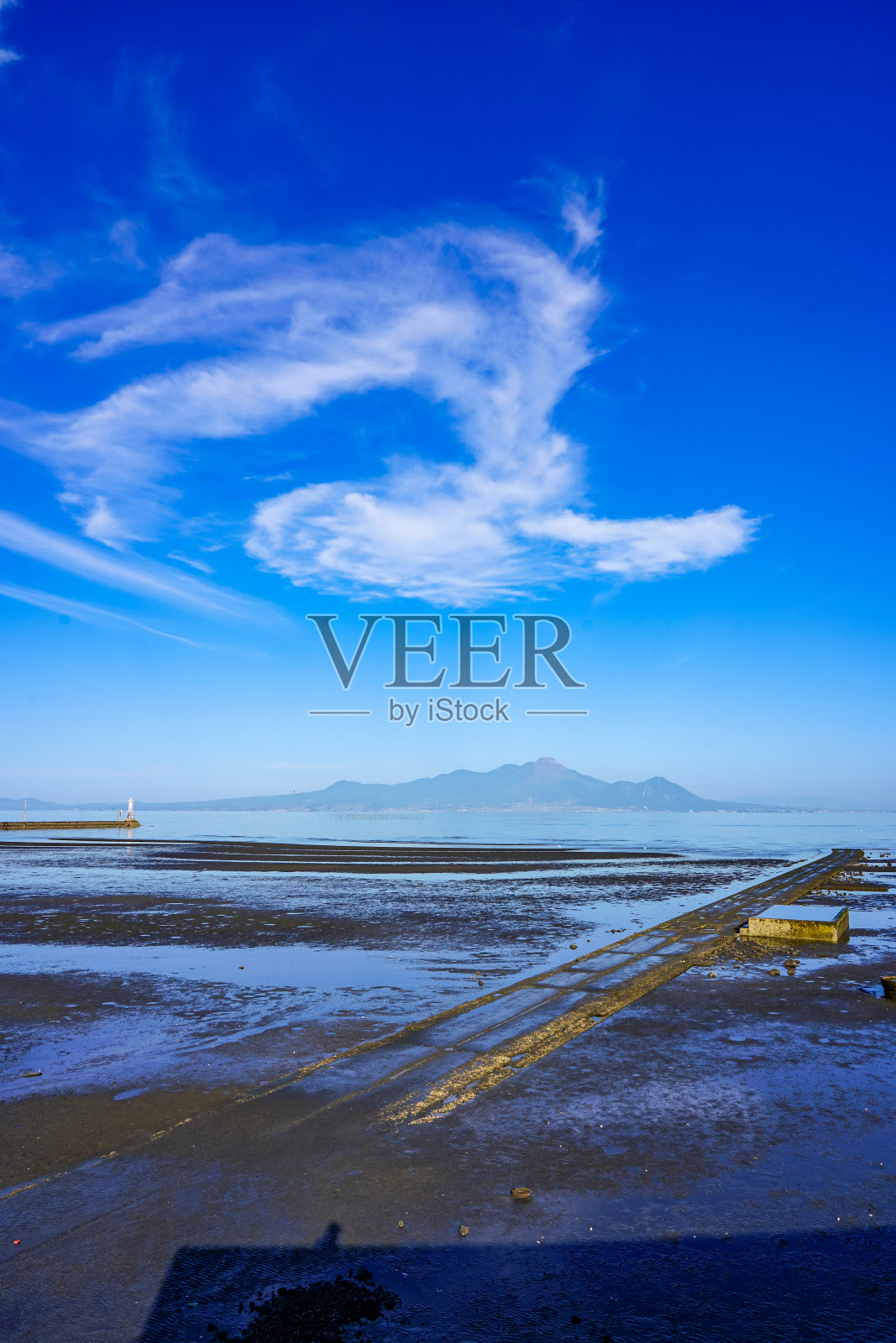 有ake海的Okoshiki海岸，早晨的潮滩(熊本县户户市御田开干公园)照片摄影图片