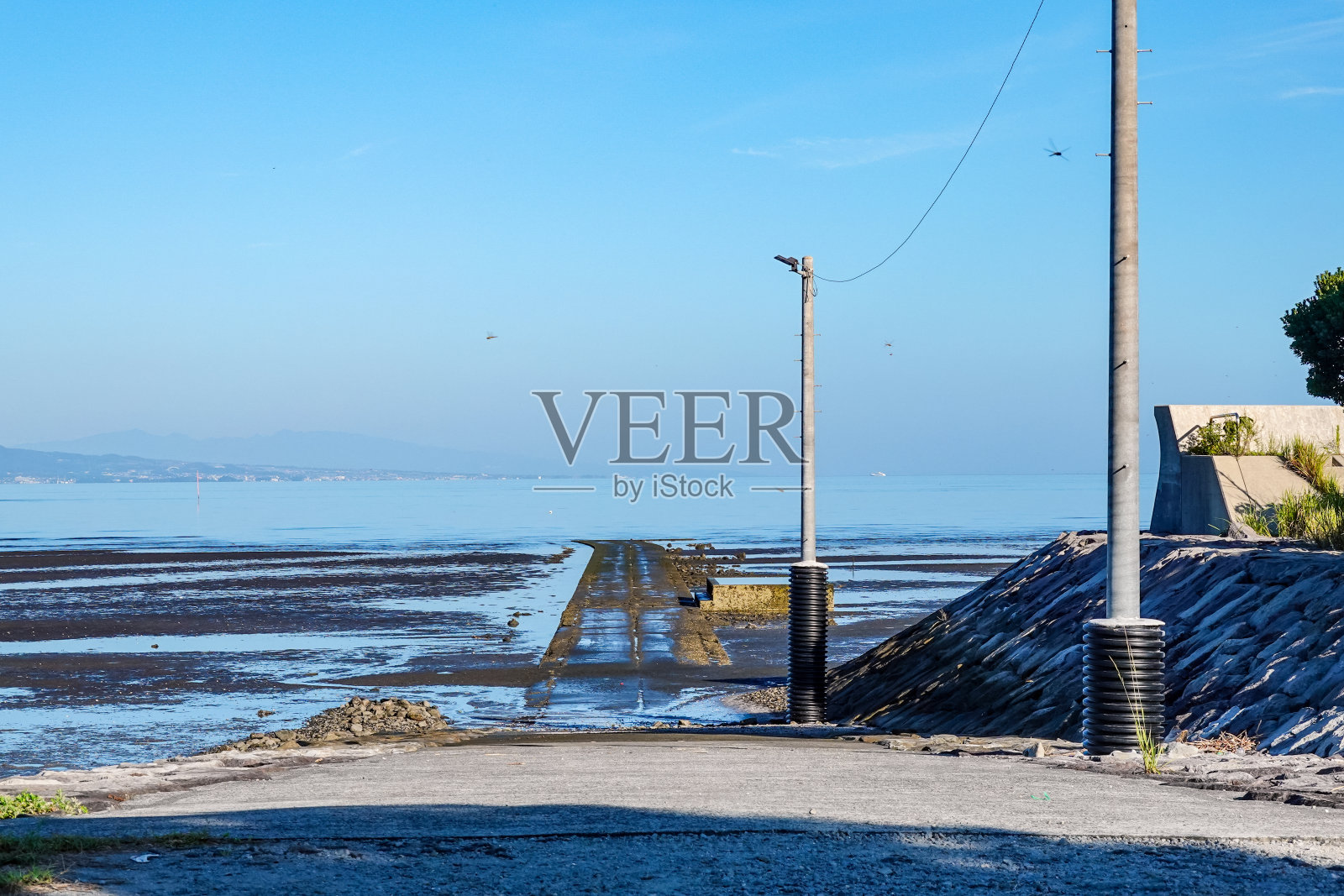 有ake海的Okoshiki海岸，早晨的潮滩(熊本县户户市御田开干公园)照片摄影图片