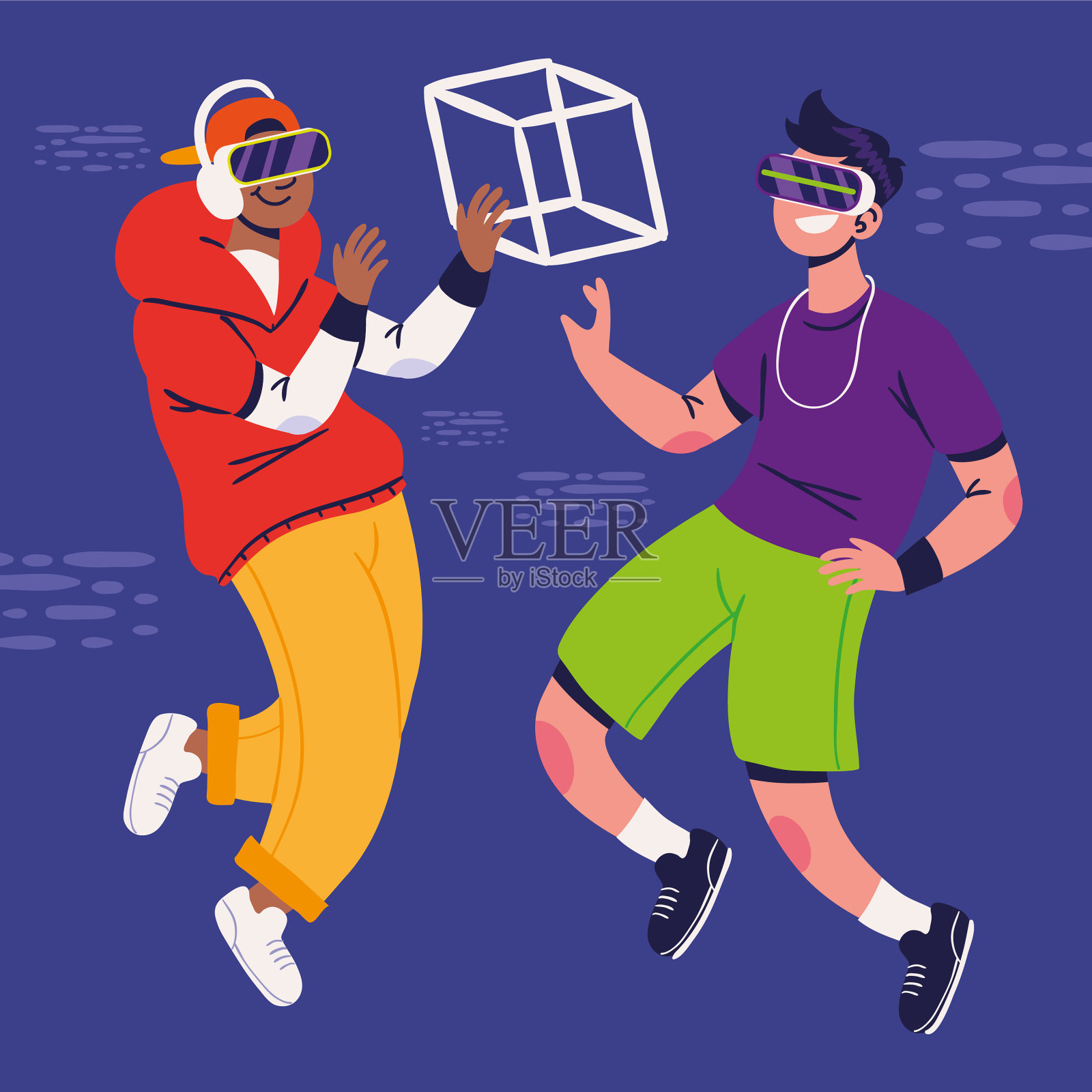 人们在元宇宙中互动插画图片素材