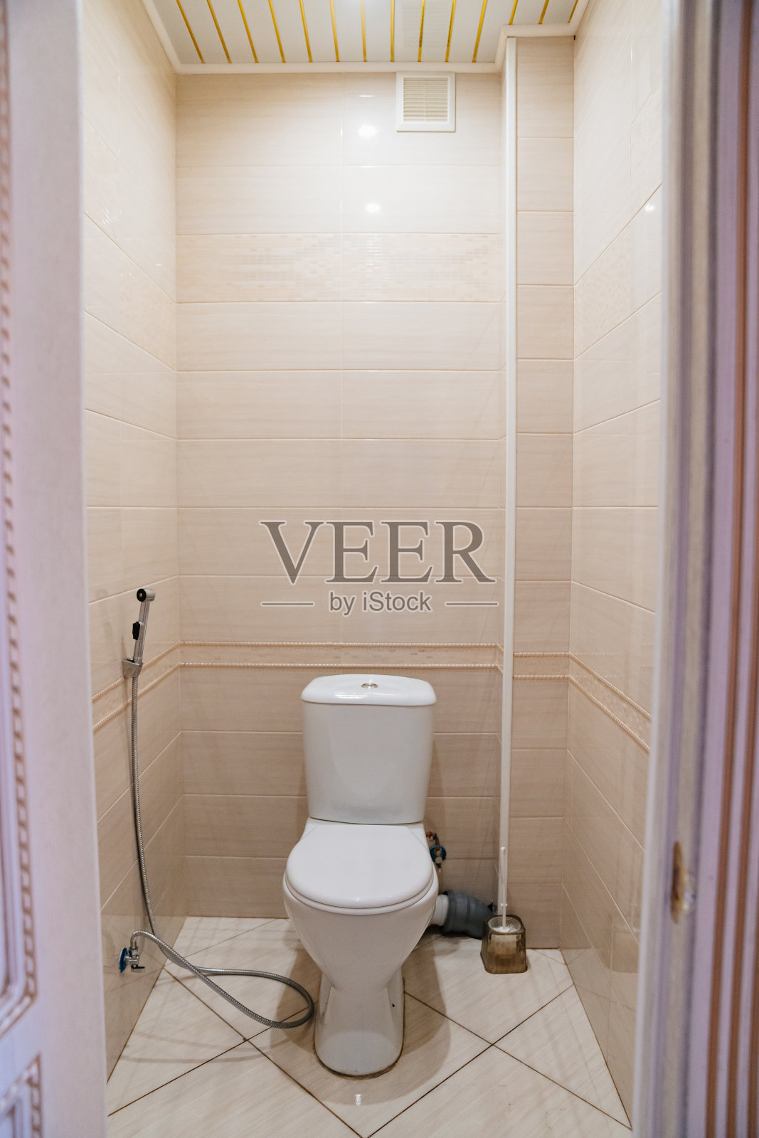 小卫生间内设有卫生间和卫生淋浴间。照片摄影图片