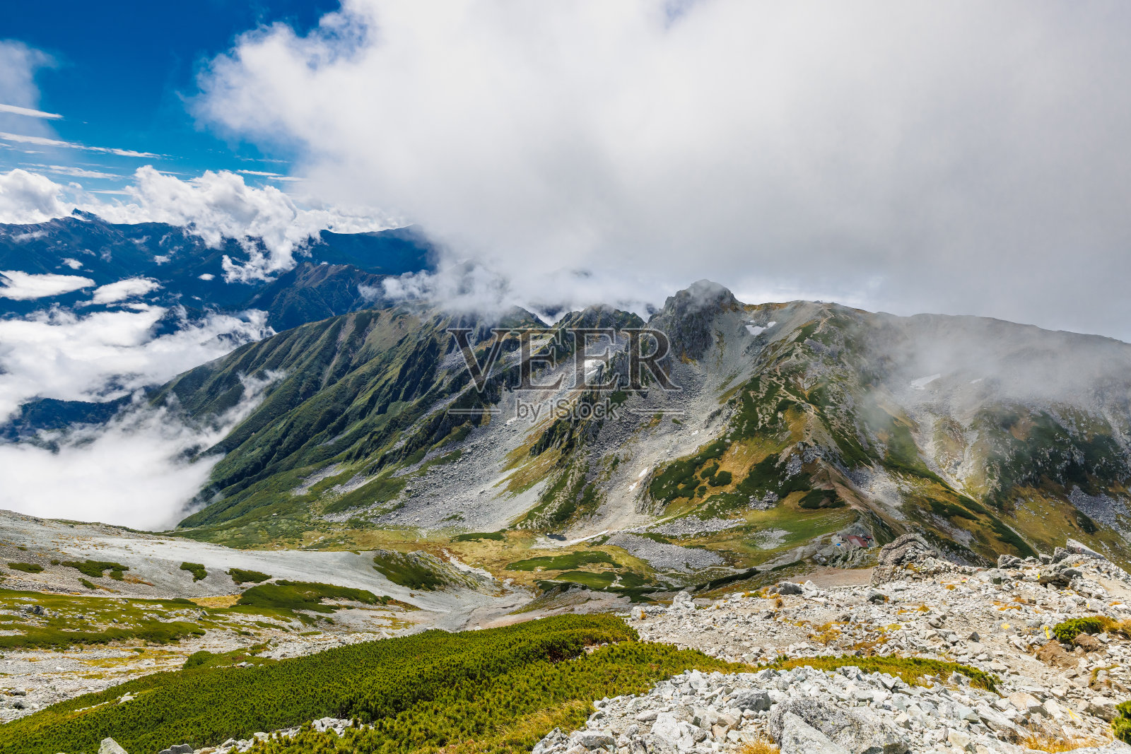 早秋的富山县幕罗道风景，立山黑袍高山路线照片摄影图片