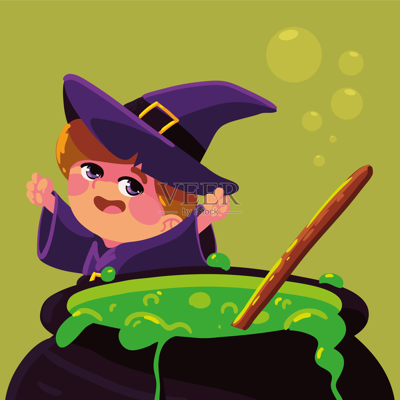 女巫锅万圣节插画图片素材