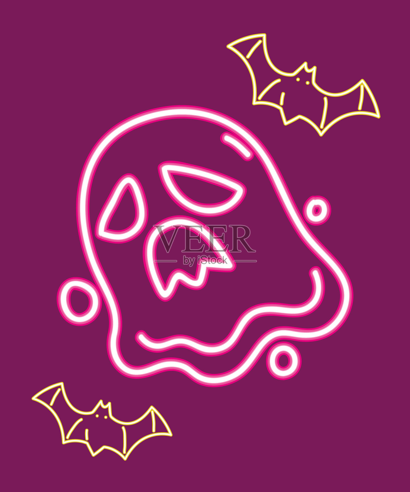 霓虹万圣节恐怖鬼插画图片素材