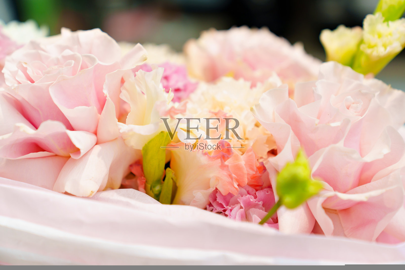 漂亮的粉红色鲜花束。照片摄影图片