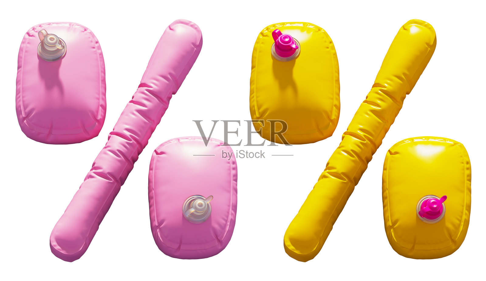 充气游泳环字母。百分比符号照片摄影图片