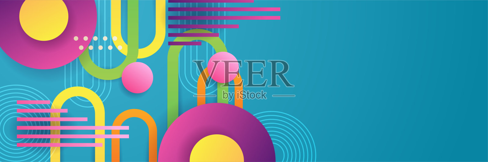 现代几何抽象旗帜背景。商业或技术演示设计模板，小册子或传单图案，或几何网页横幅插画图片素材