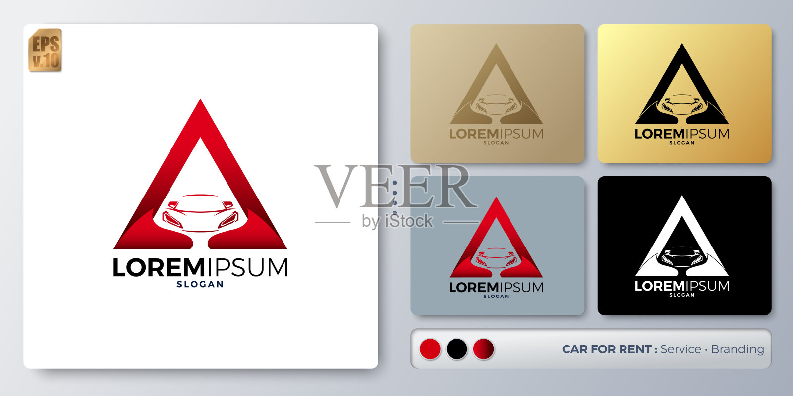 矢量插画标志设计汽车企业。空白名称用于插入您的Branding。为各种应用程序设计了示例。可用于公司、身份、租赁服务。插画图片素材