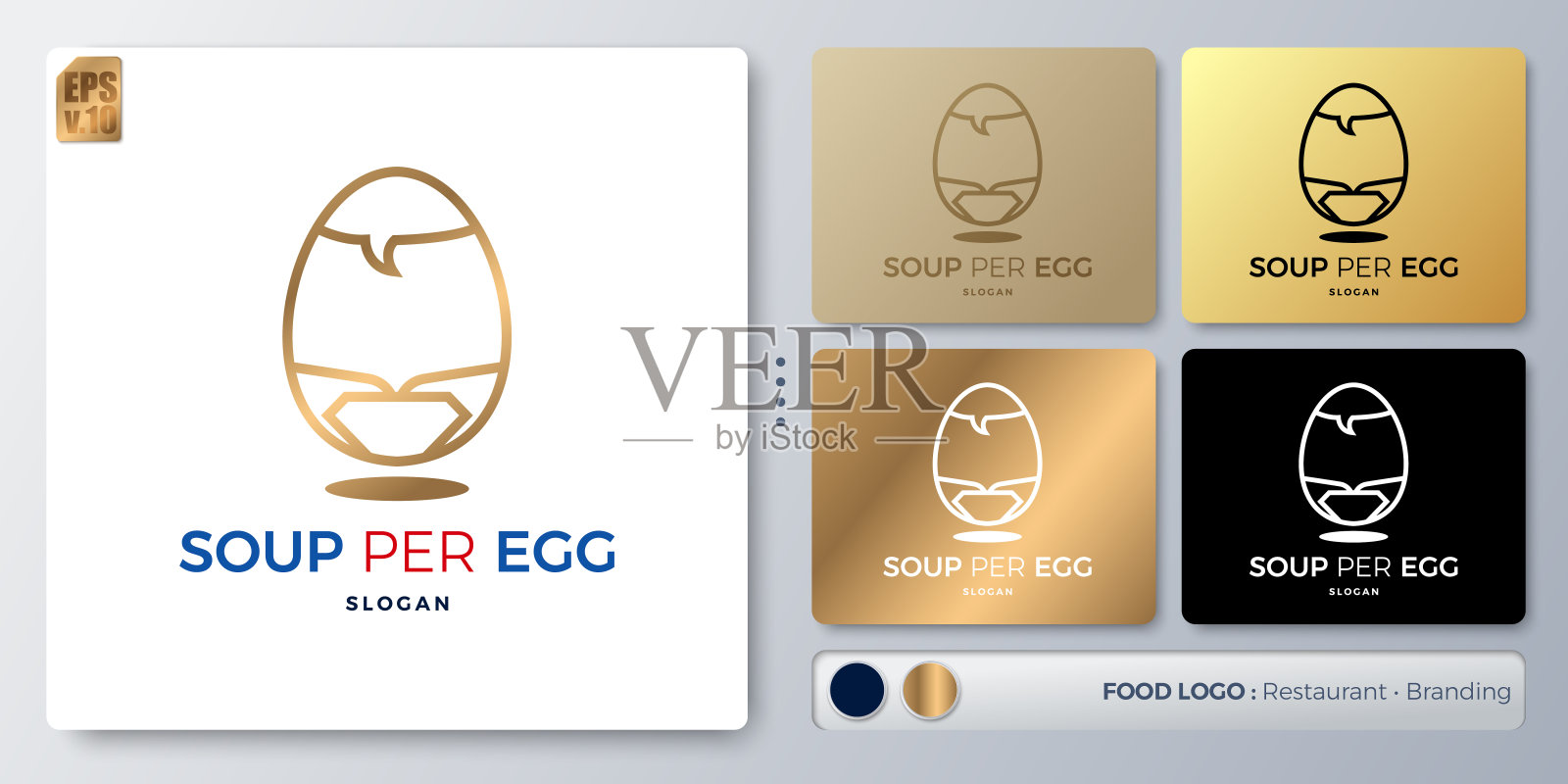 每个鸡蛋的汤插图标志设计孤立。空白名称用于插入您的Branding。为各种应用程序设计了示例。可用于公司、身份、餐厅、面馆。插画图片素材