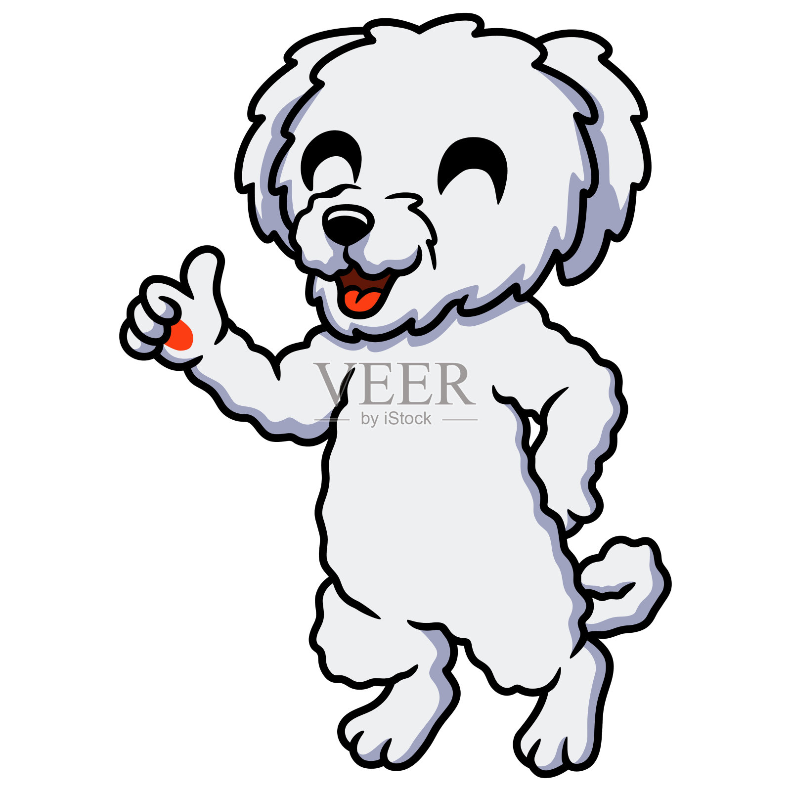 可爱的比熊犬卡通竖起大拇指插画图片素材