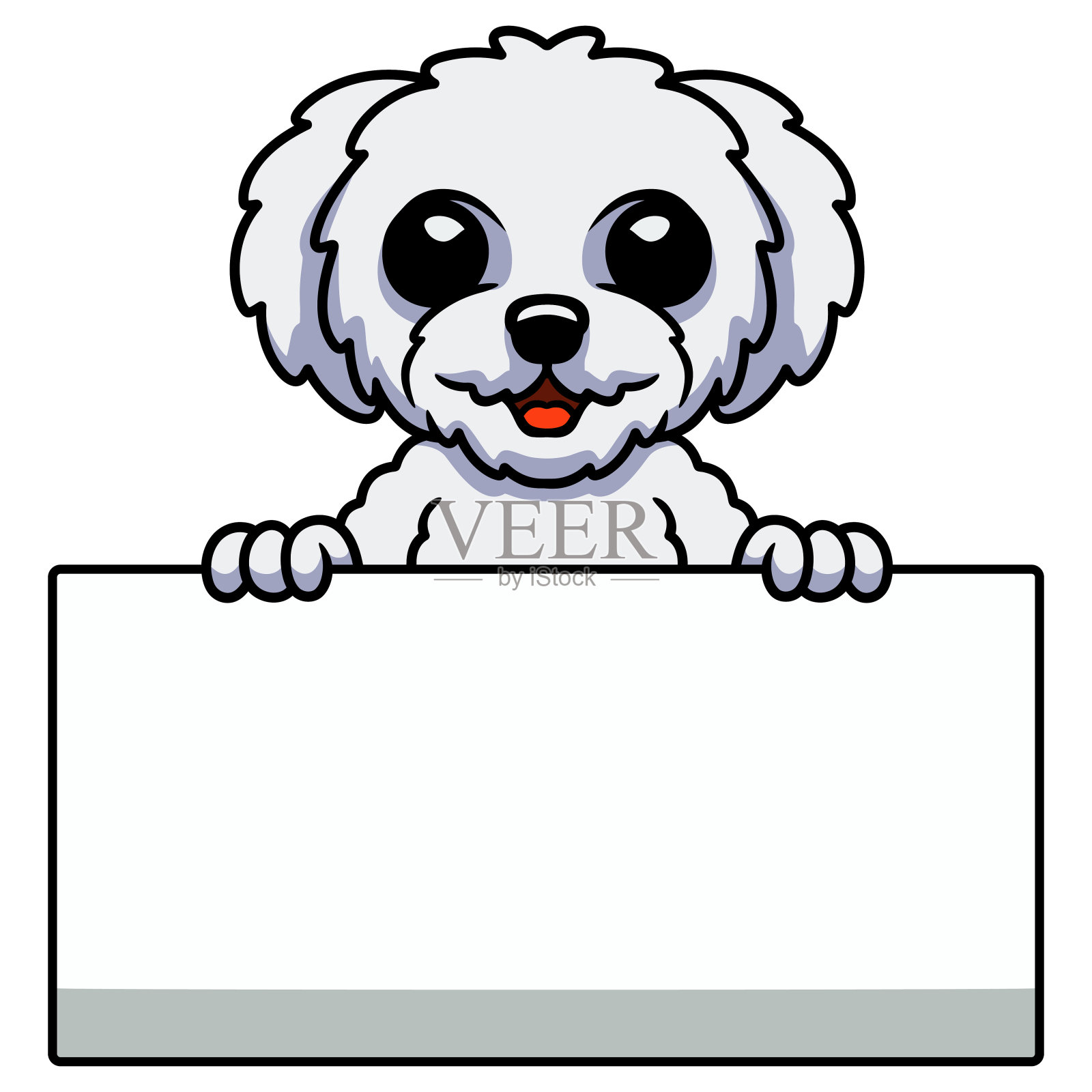 可爱的比熊飞轮卡通拿着空白的标志设计元素图片