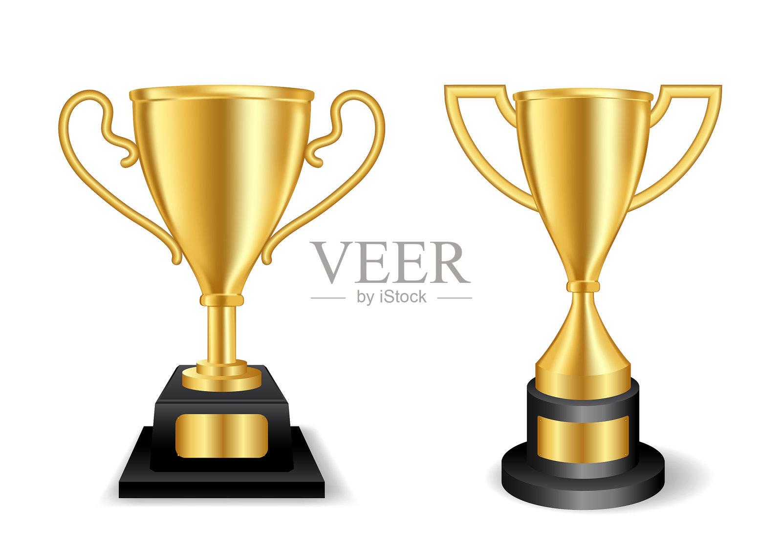 一套现实的金杯冠军奖杯。每股收益向量插画图片素材