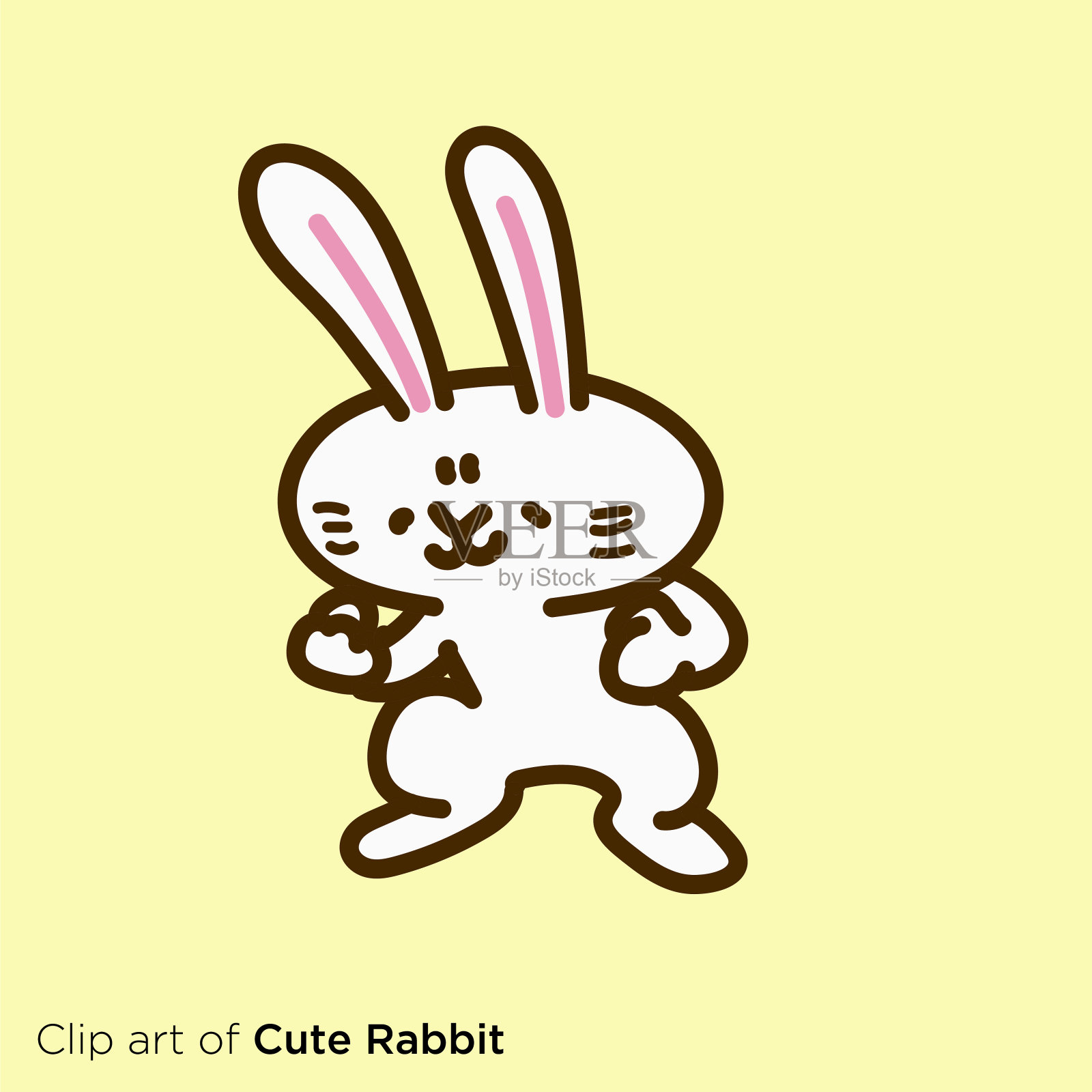 兔子人物插画系列《积聚力量的兔子》设计元素图片