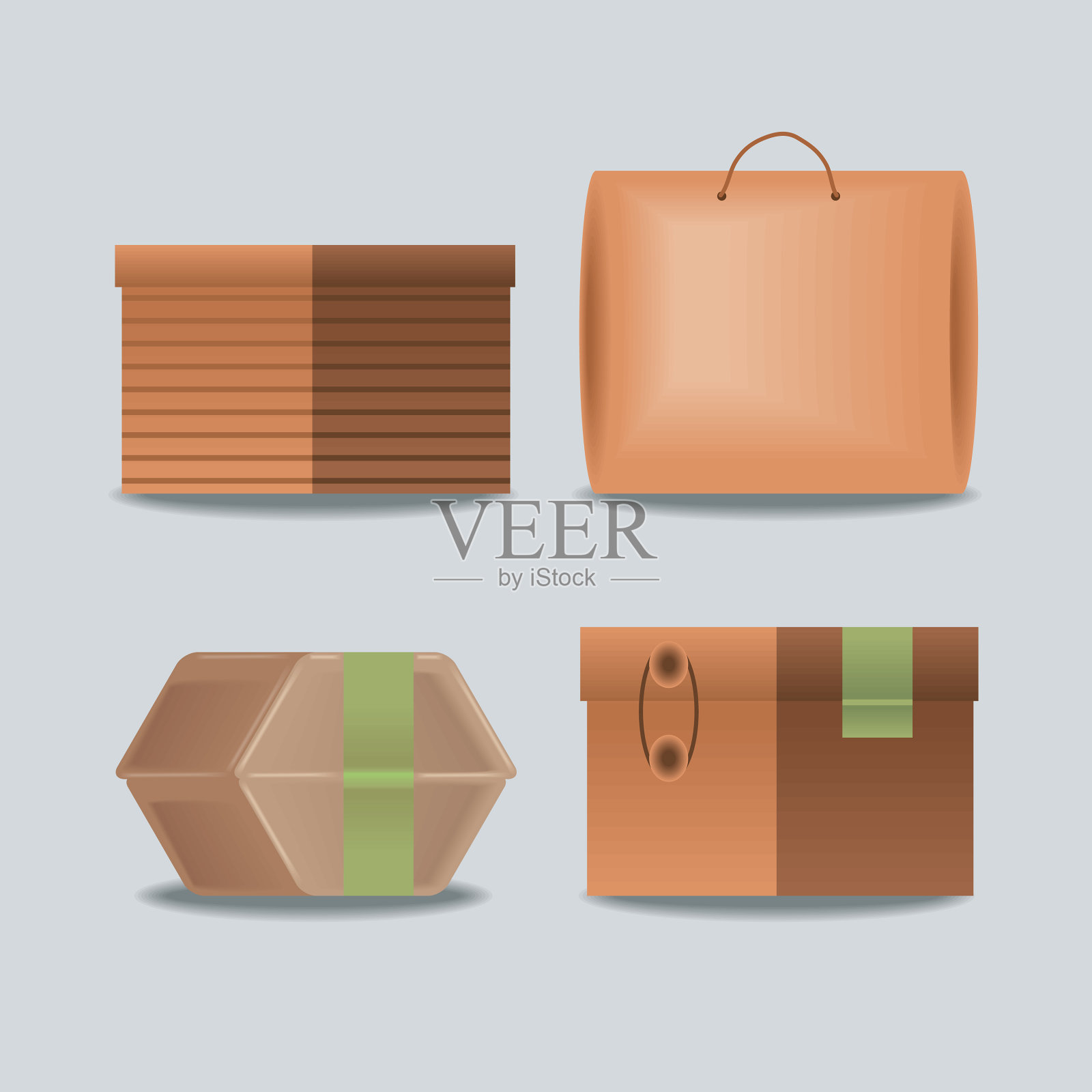 生态盒包装模型图标素材