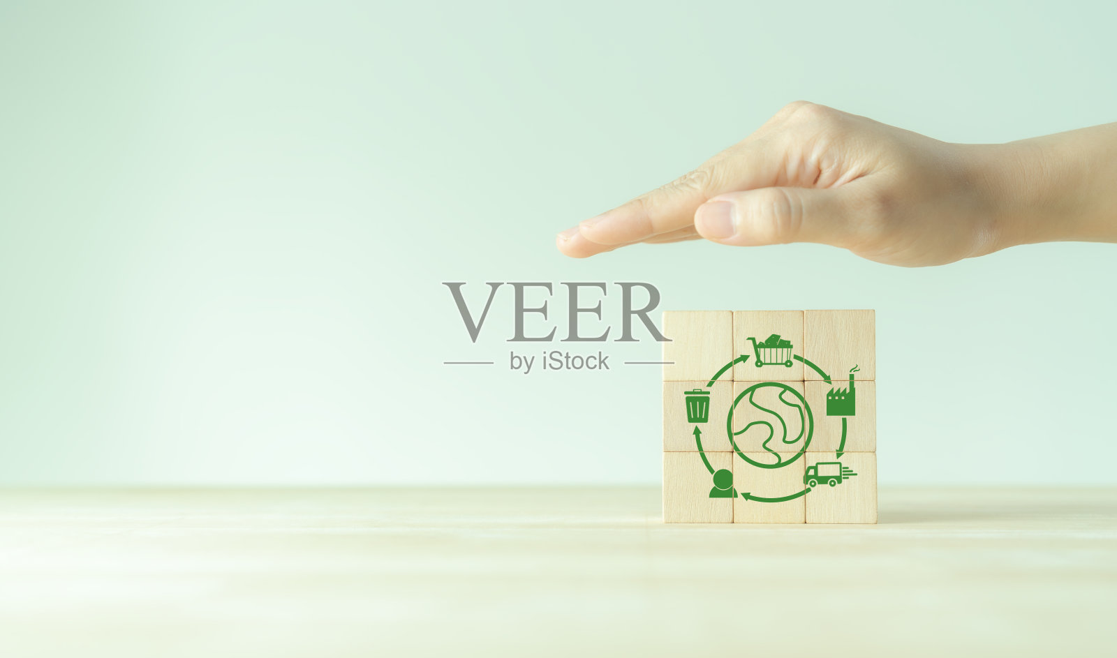 商业价值链与可持续发展。LCA，生命周期评估。对价值链产品的积极环境影响。减少碳足迹。ISO LCA标准旨在限制气候变化。照片摄影图片