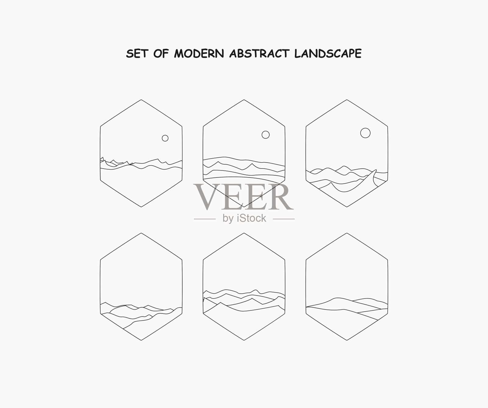 现代抽象景观集插画图片素材