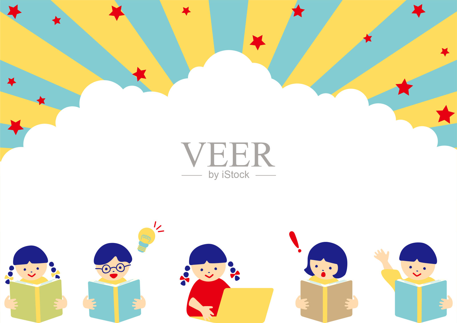 插图的学校儿童和效果线插画图片素材