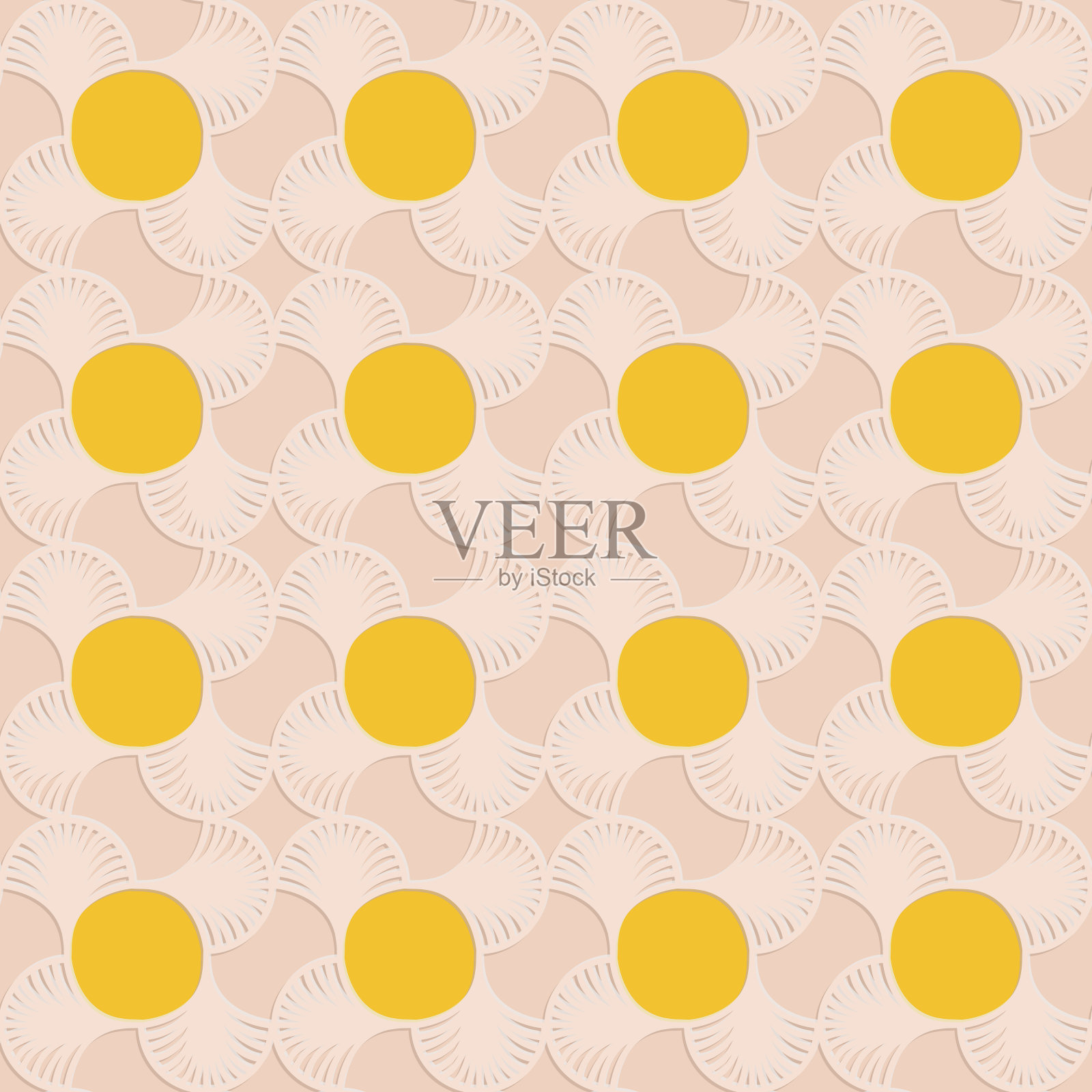 无缝模式在阿拉伯背景风格，华丽的米黄色橙色背景设计，矢量插图插画图片素材