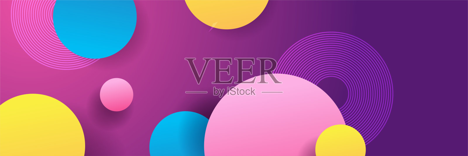 现代几何抽象旗帜背景与圆。商业或技术演示设计模板，小册子或传单图案，或几何网页横幅插画图片素材