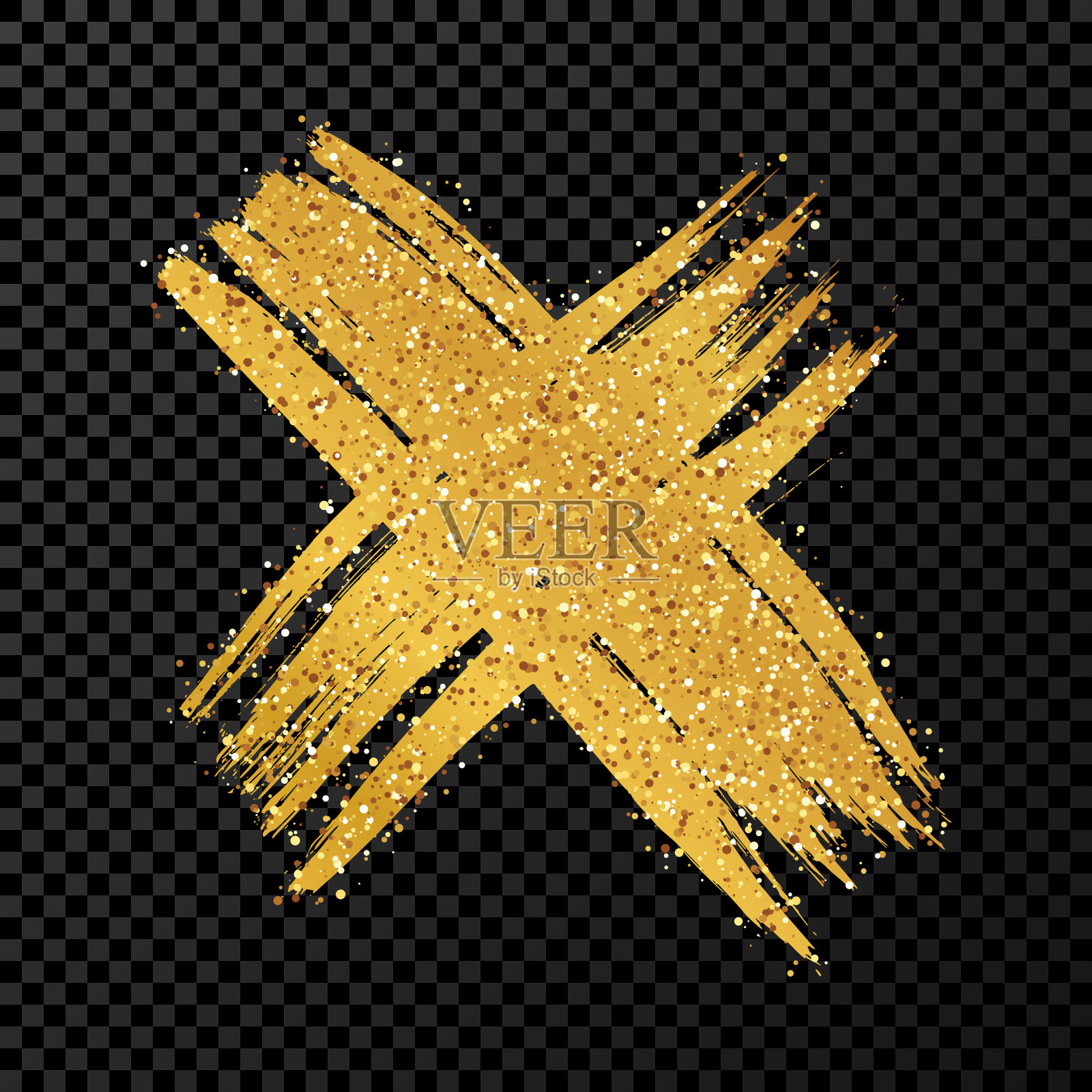 金色手绘十字符号设计元素图片