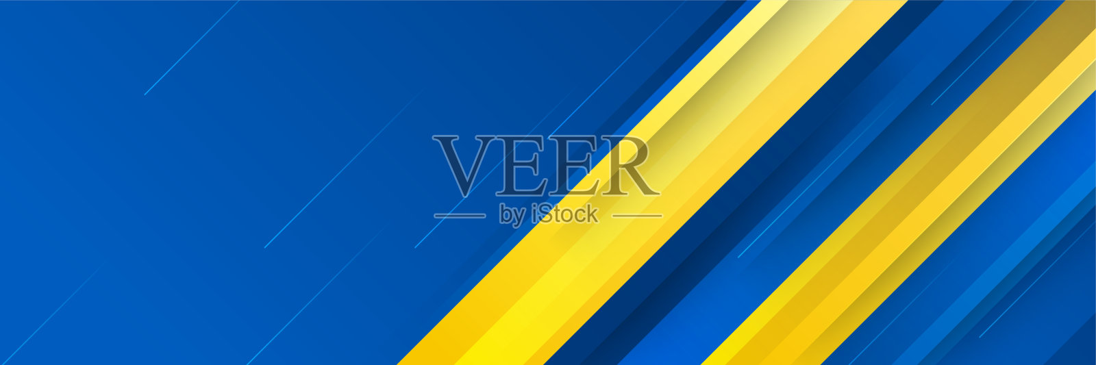 蓝色旗帜背景与橙色和黄色的彩色条纹组成的抽象。矢量抽象图形设计横幅图案背景模板插图。插画图片素材