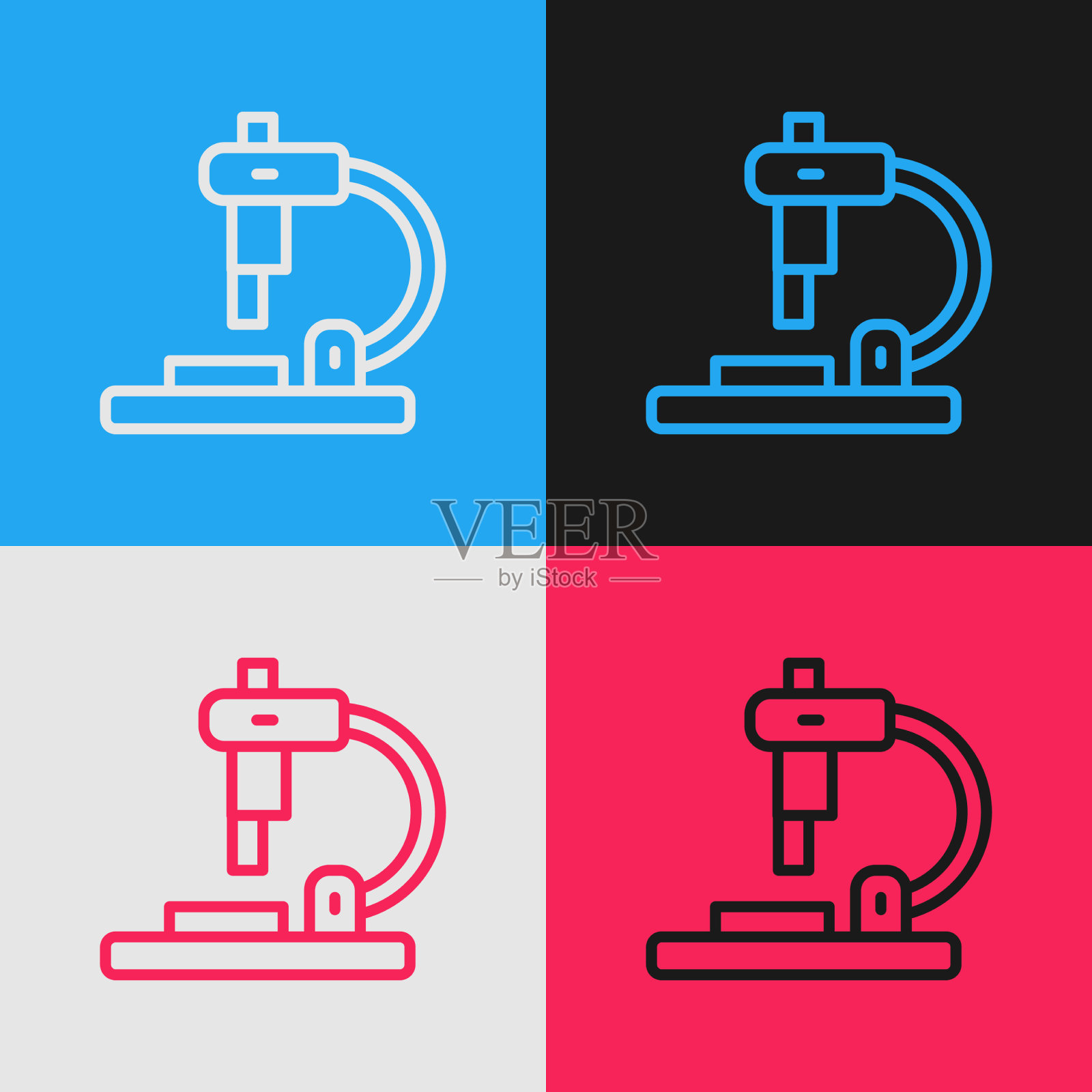 波普艺术线显微镜图标隔离在色彩上插画图片素材